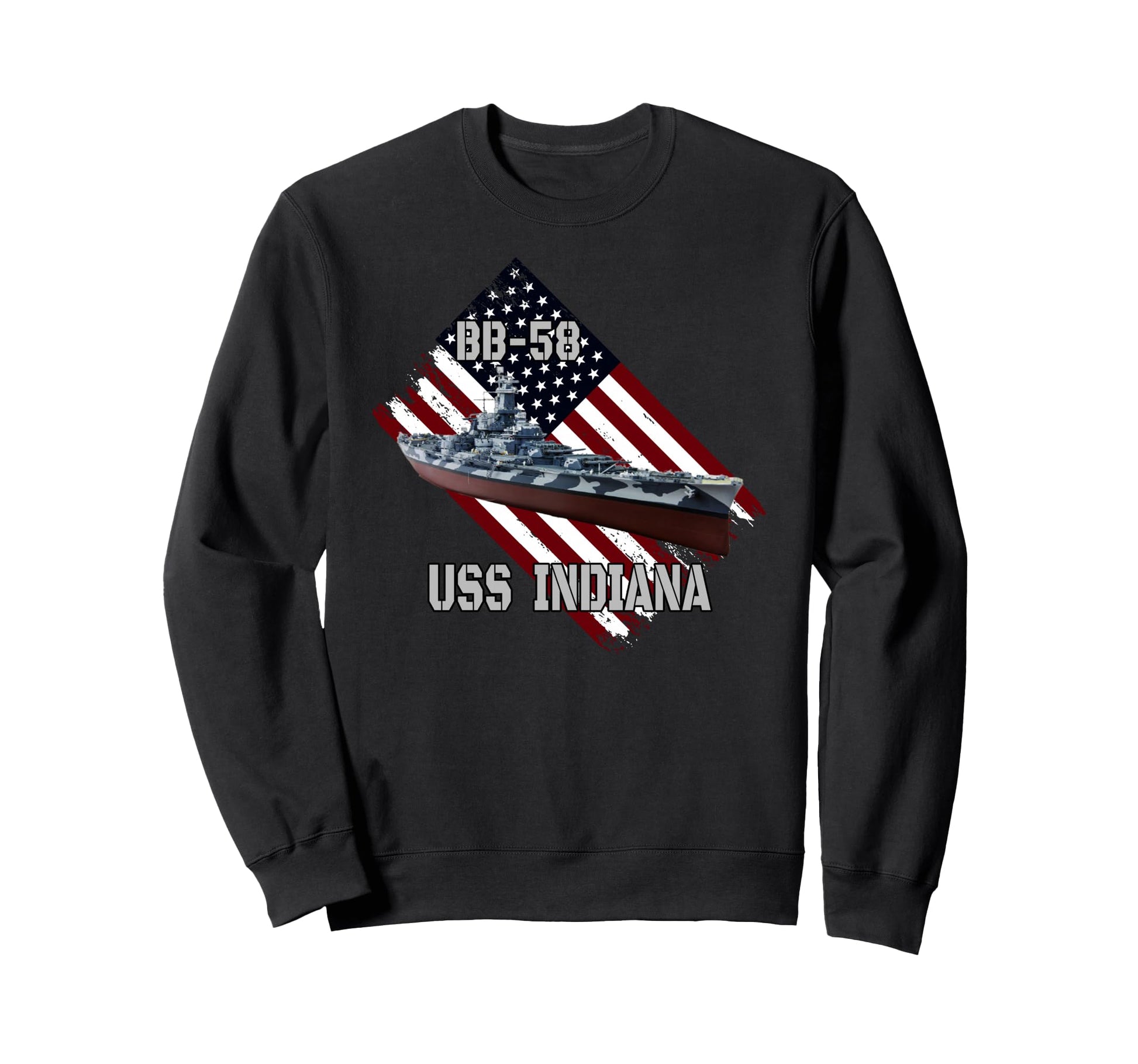 Battleship Uss Indiana Bb 58 Sweatshirt - Aesthetic Graphic Men Women - T-Shirt, Sweatshirt, Hoodie
