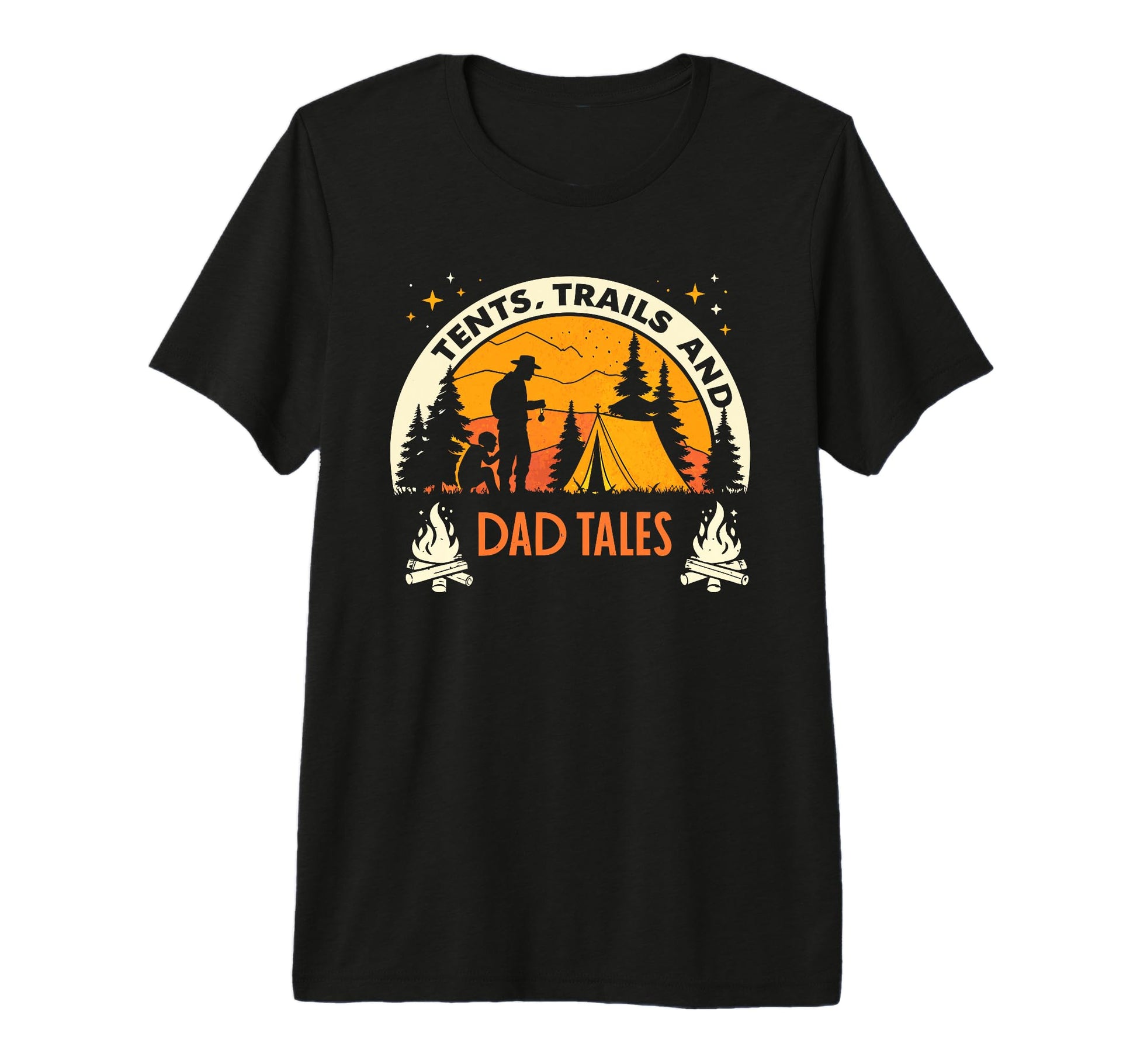 Tents Trails And Dad Tales Papa Family T-Shirt - Graphic Print Unisex - T-Shirt, Sweatshirt, Hoodie