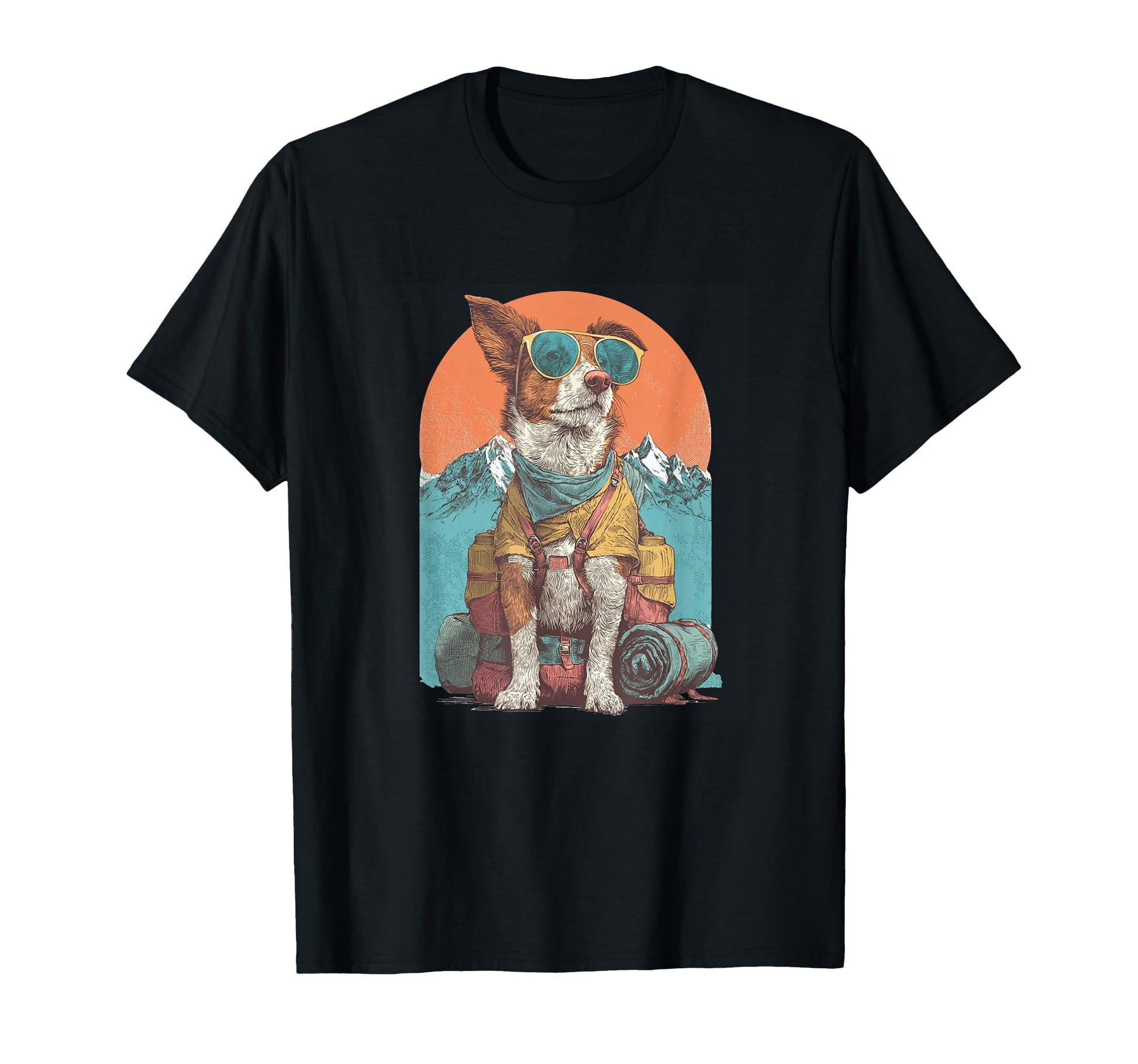 Hiking Dog Sunglasses And Backpack T-Shirt - Unique Graphic Men Women - T-Shirt, Sweatshirt, Hoodie