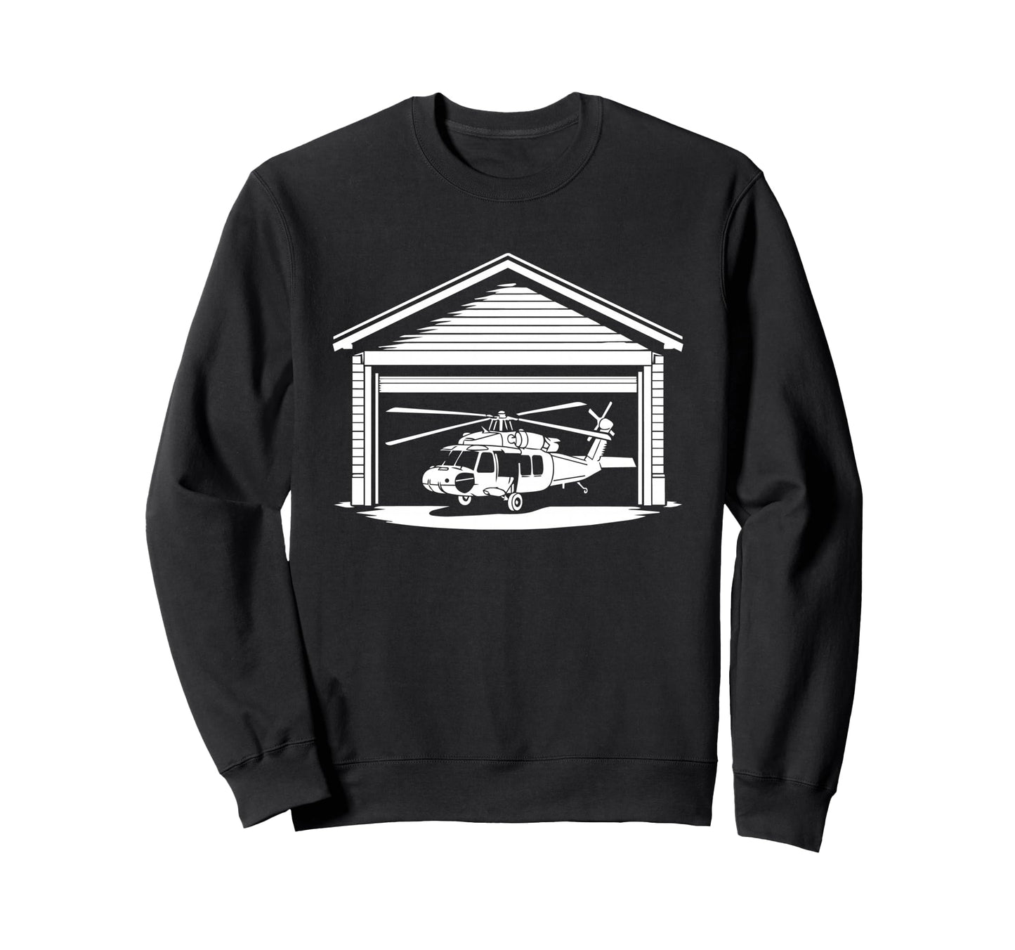 Funny Military Helicopter Garage Sweatshirt - Unique Graphic Men Women - T-Shirt, Sweatshirt, Hoodie