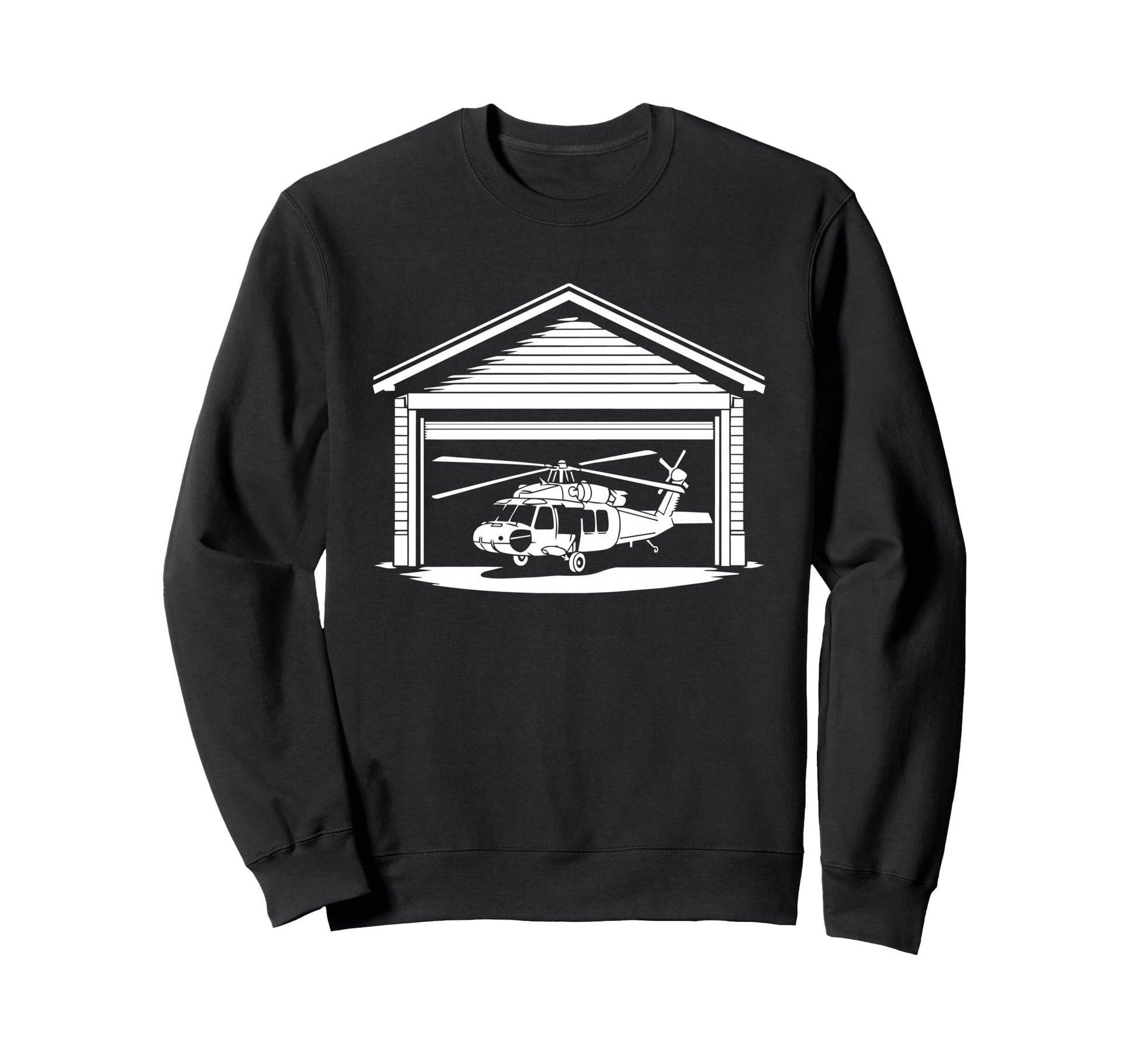 Funny Military Helicopter Garage Sweatshirt - Unique Graphic Men Women - T-Shirt, Sweatshirt, Hoodie