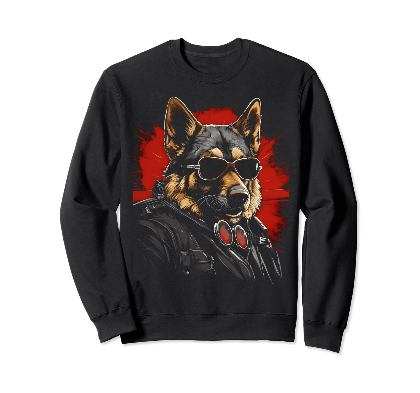 Motorcycle Dad Biker Dog German Shepherd Sweatshirt - Graphic Print Unisex - T-Shirt, Sweatshirt, Hoodie