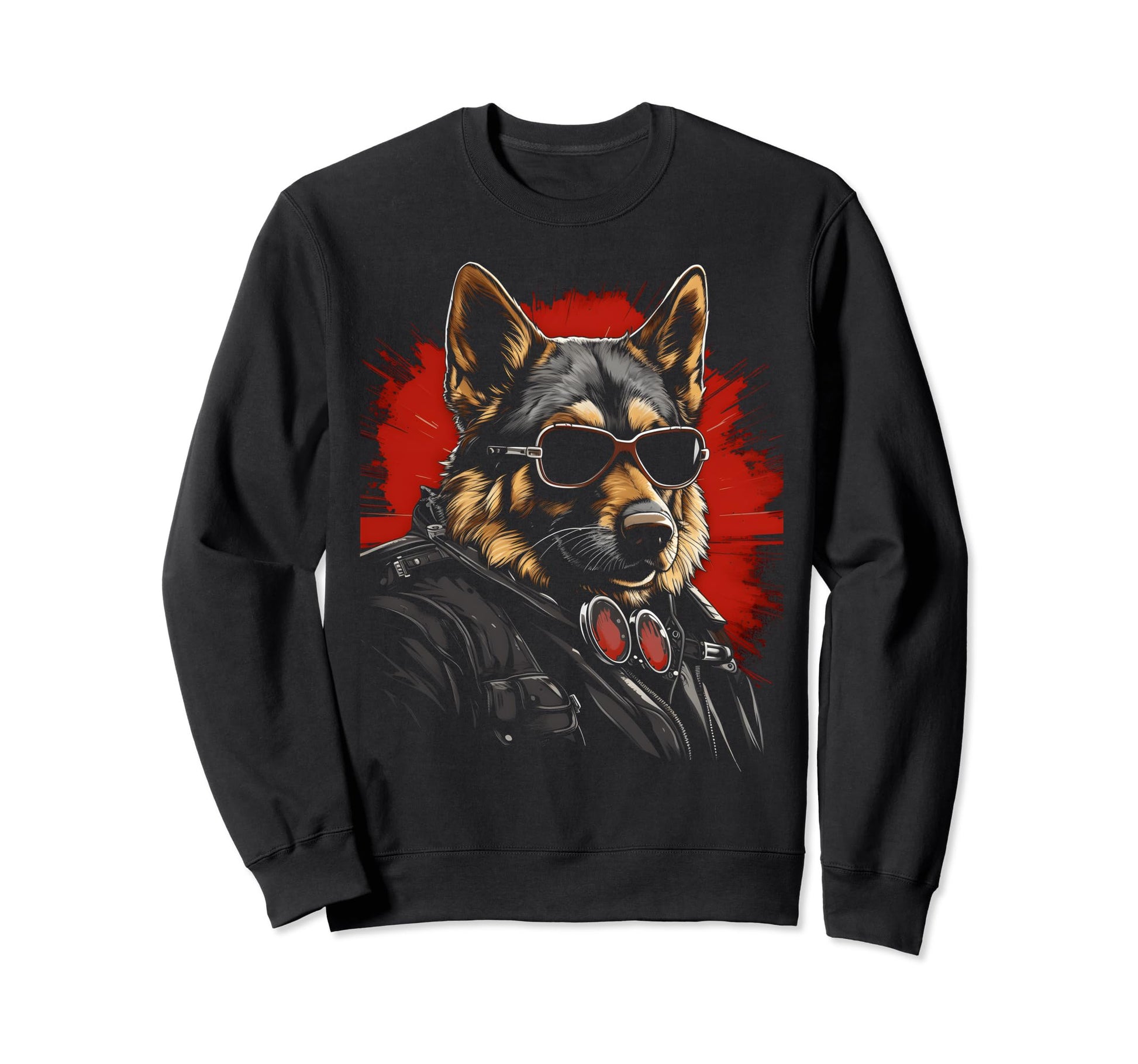 Motorcycle Dad Biker Dog German Shepherd Sweatshirt - Graphic Print Unisex - T-Shirt, Sweatshirt, Hoodie