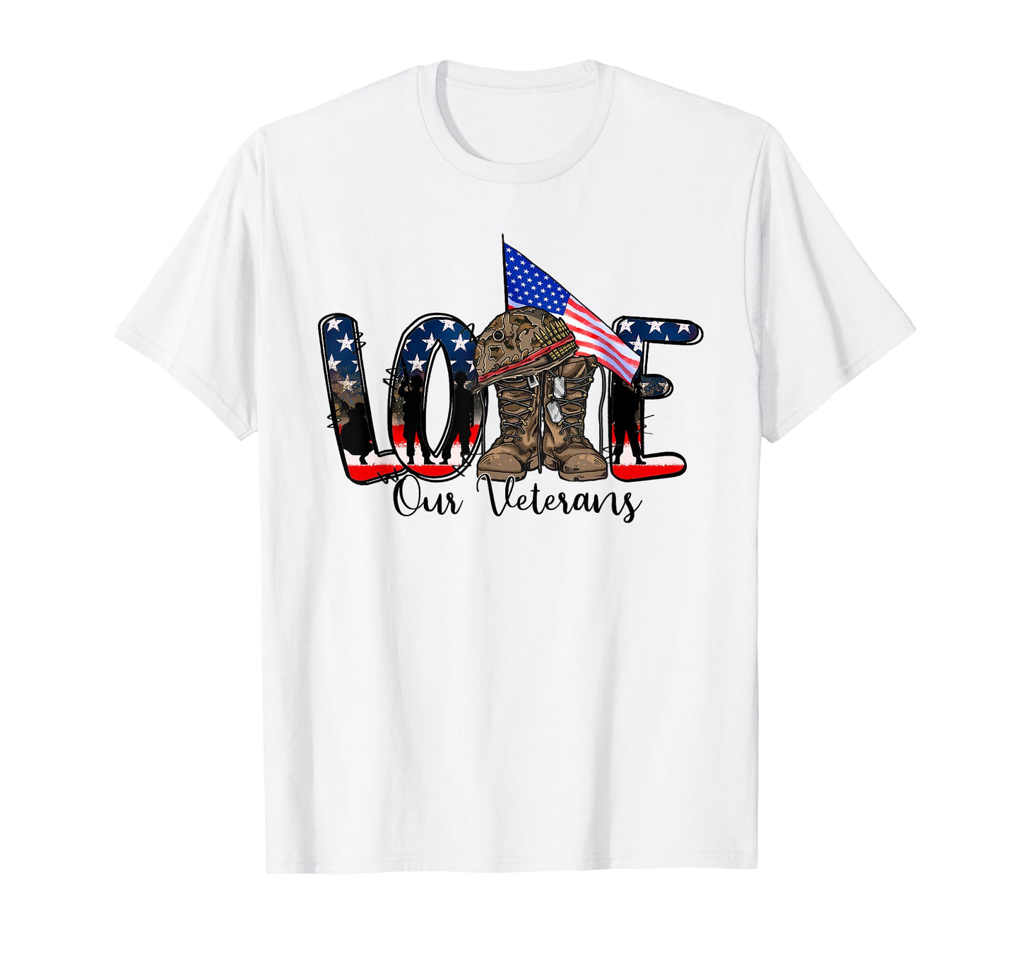 Love Our Veterans Day Proud Military T-Shirt - Minimalist Print Men Women - T-Shirt, Sweatshirt, Hoodie