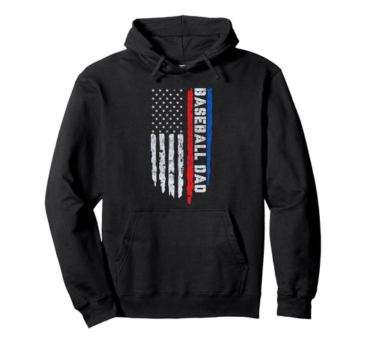 Baseball Us Flag Baseball Dad Player Hoodie - Minimalist Print Men Women - T-Shirt, Sweatshirt, Hoodie