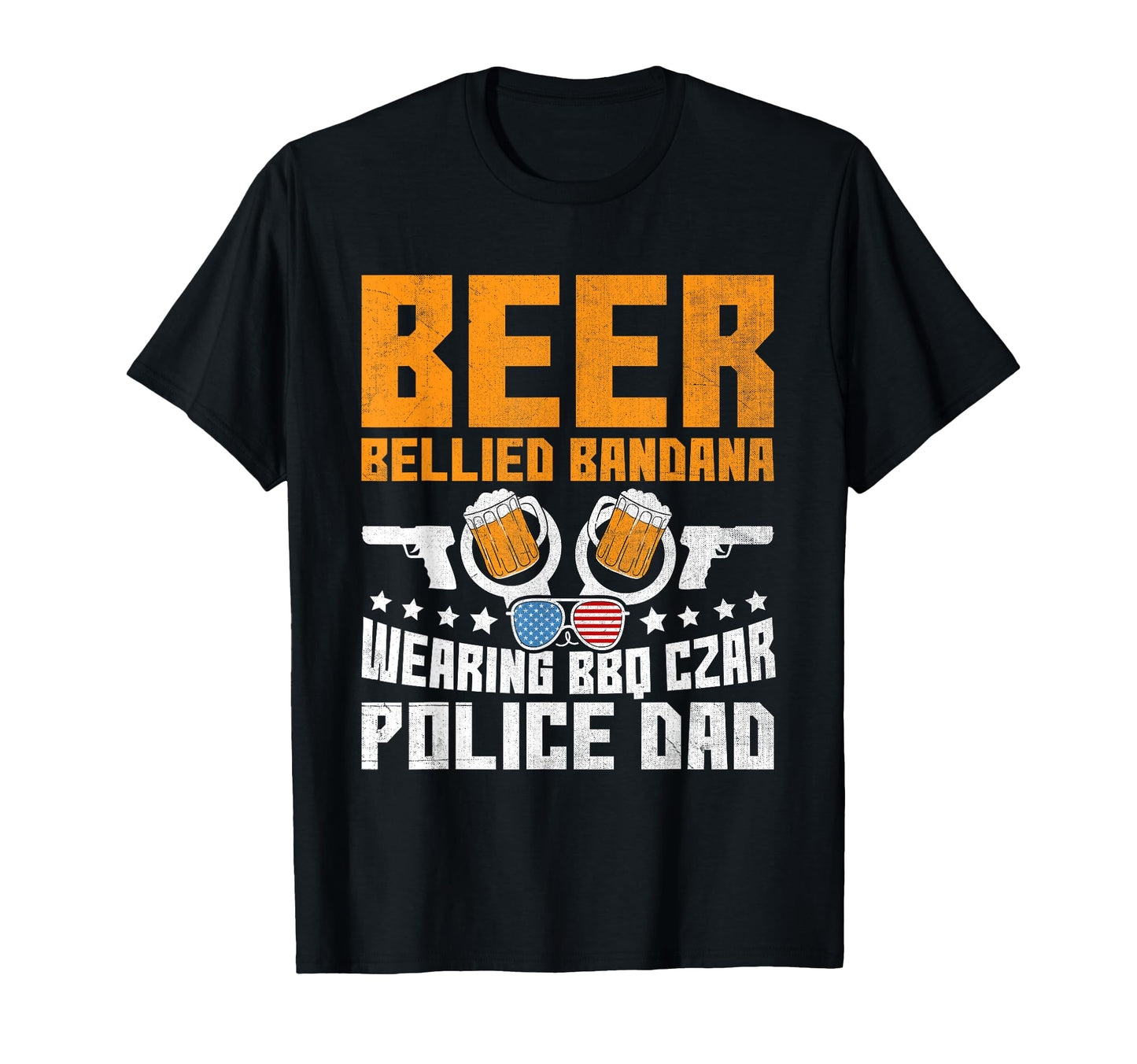Funny Police Dad 4Th July American Flag T-Shirt - Trendy Graphic Unisex - T-Shirt, Sweatshirt, Hoodie