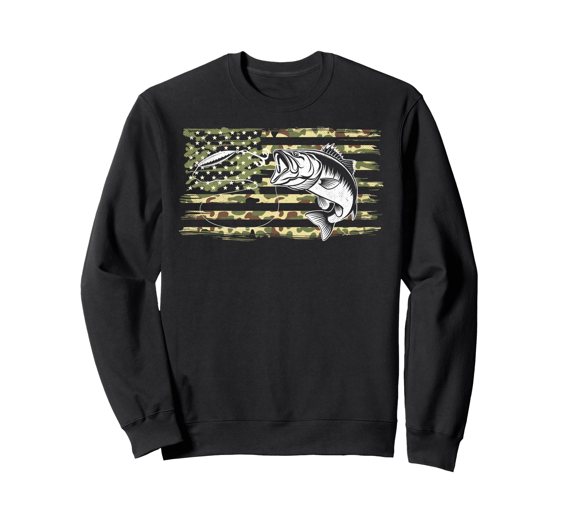 Us Camouflage Flag Fishing Lover Sweatshirt - Fun Novelty Design Unisex - T-Shirt, Sweatshirt, Hoodie