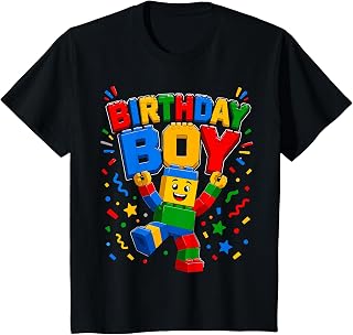 Kids Birthday Boy Building Blocks Bricks Funny Party Builder Kids T-Shirt Unisex T-shirt, Sweatshirt, Hoodie, Long Sleeve Tee - T-Shirt, Sweatshirt, Hoodie
