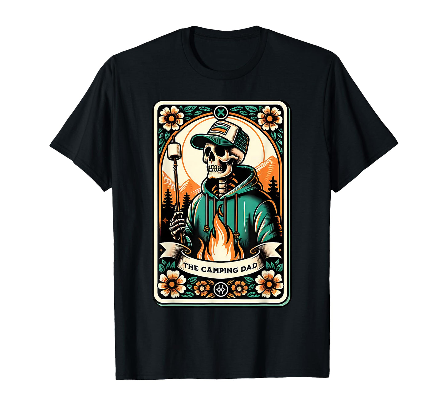 Skeleton Camping Dad Tarot Card T-Shirt - Trendy Graphic for Adults - T-Shirt, Sweatshirt, Hoodie