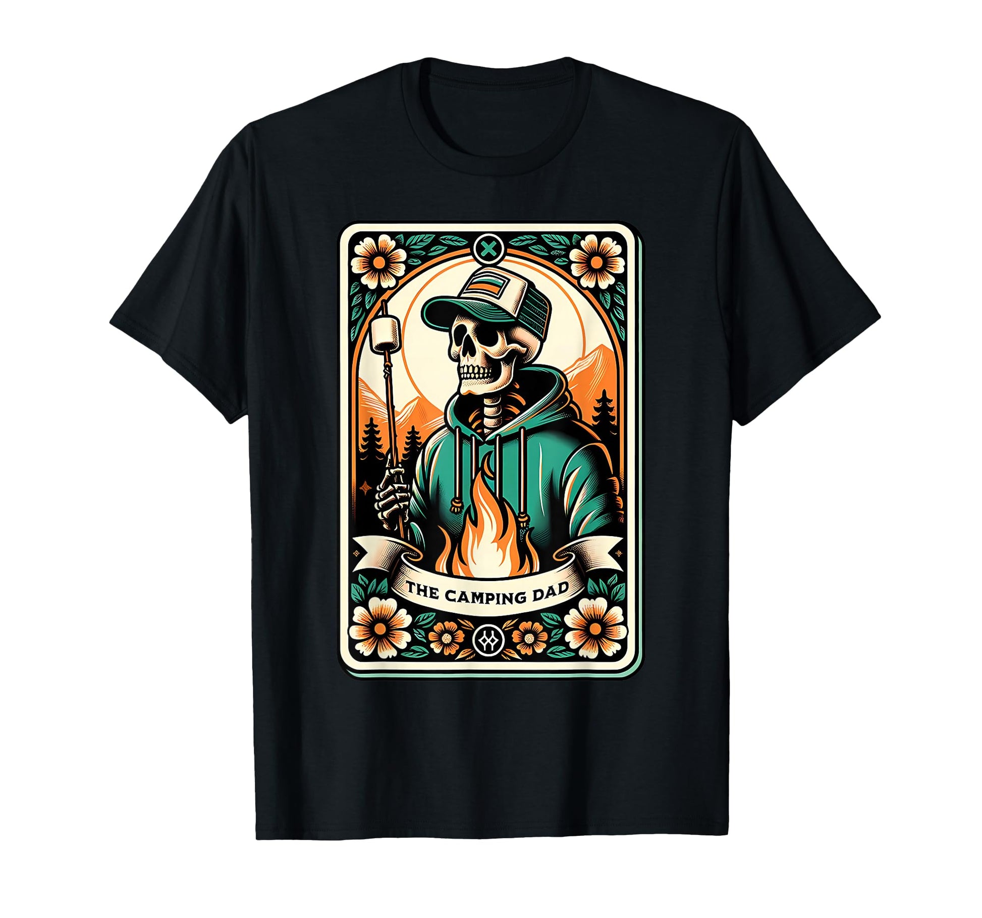 Skeleton Camping Dad Tarot Card T-Shirt - Trendy Graphic for Adults - T-Shirt, Sweatshirt, Hoodie