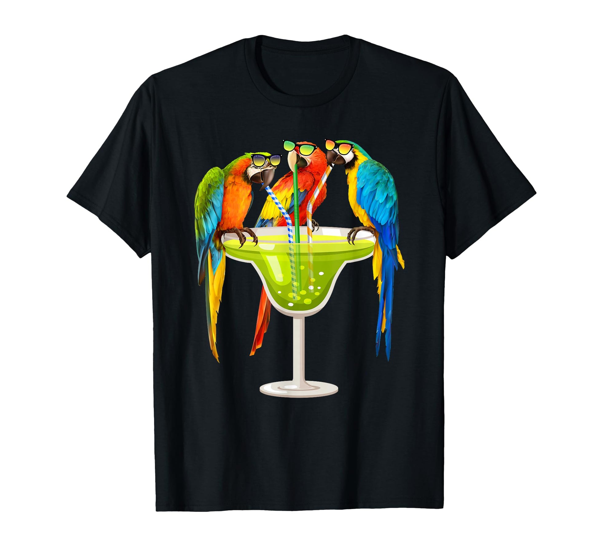 Parrots Drinking Margarita T-Shirt - Casual Everyday Wear for Adults - T-Shirt, Sweatshirt, Hoodie