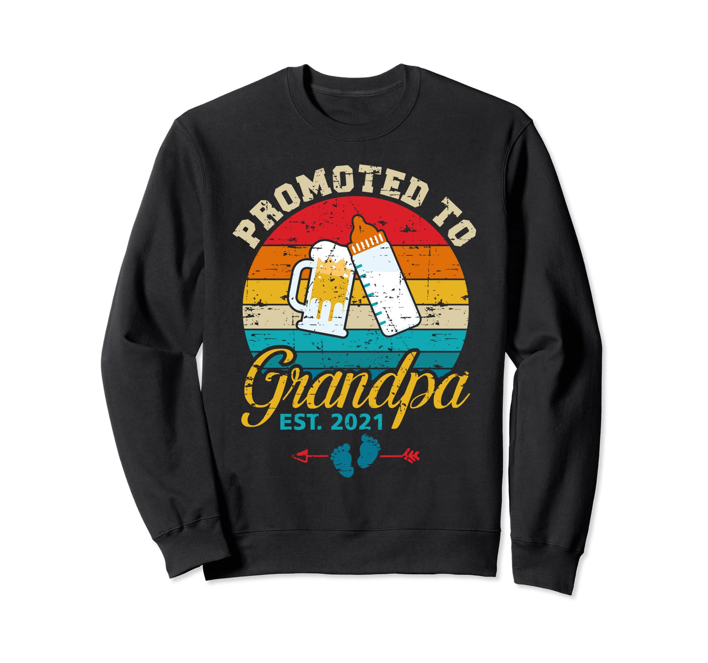 Promoted To Grandpa Est 2021 Milk Sweatshirt - Novelty Apparel for Adults - T-Shirt, Sweatshirt, Hoodie