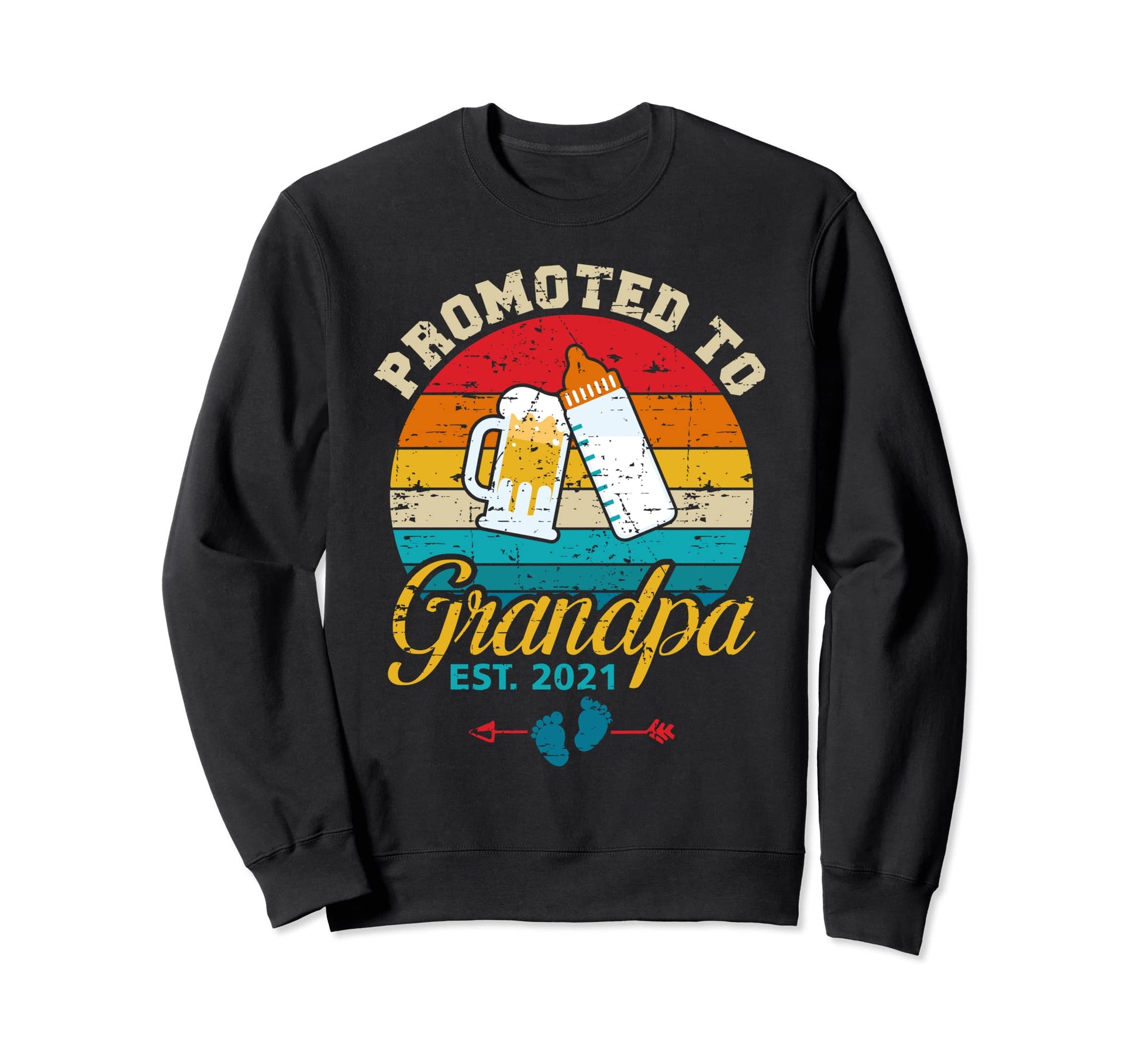 Promoted To Grandpa Est 2021 Milk Sweatshirt - Novelty Apparel for Adults - T-Shirt, Sweatshirt, Hoodie