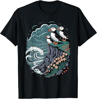 Atlantic Cliffs Puffins Seabird Bird Watching T-Shirt Unisex T-shirt, Sweatshirt, Hoodie, Long Sleeve Tee - T-Shirt, Sweatshirt, Hoodie