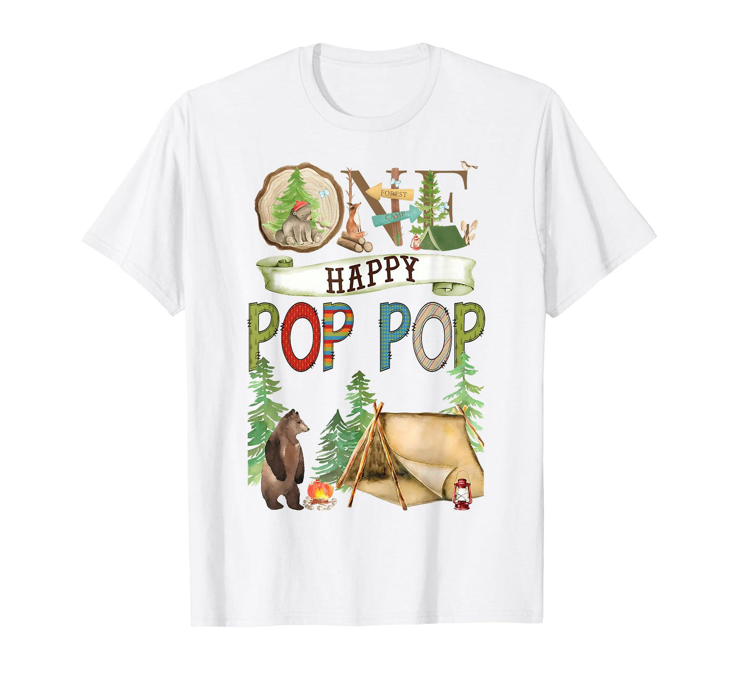 One Happy Pop Pop Camper First Birthday T-Shirt - Trendy Graphic Unisex - T-Shirt, Sweatshirt, Hoodie