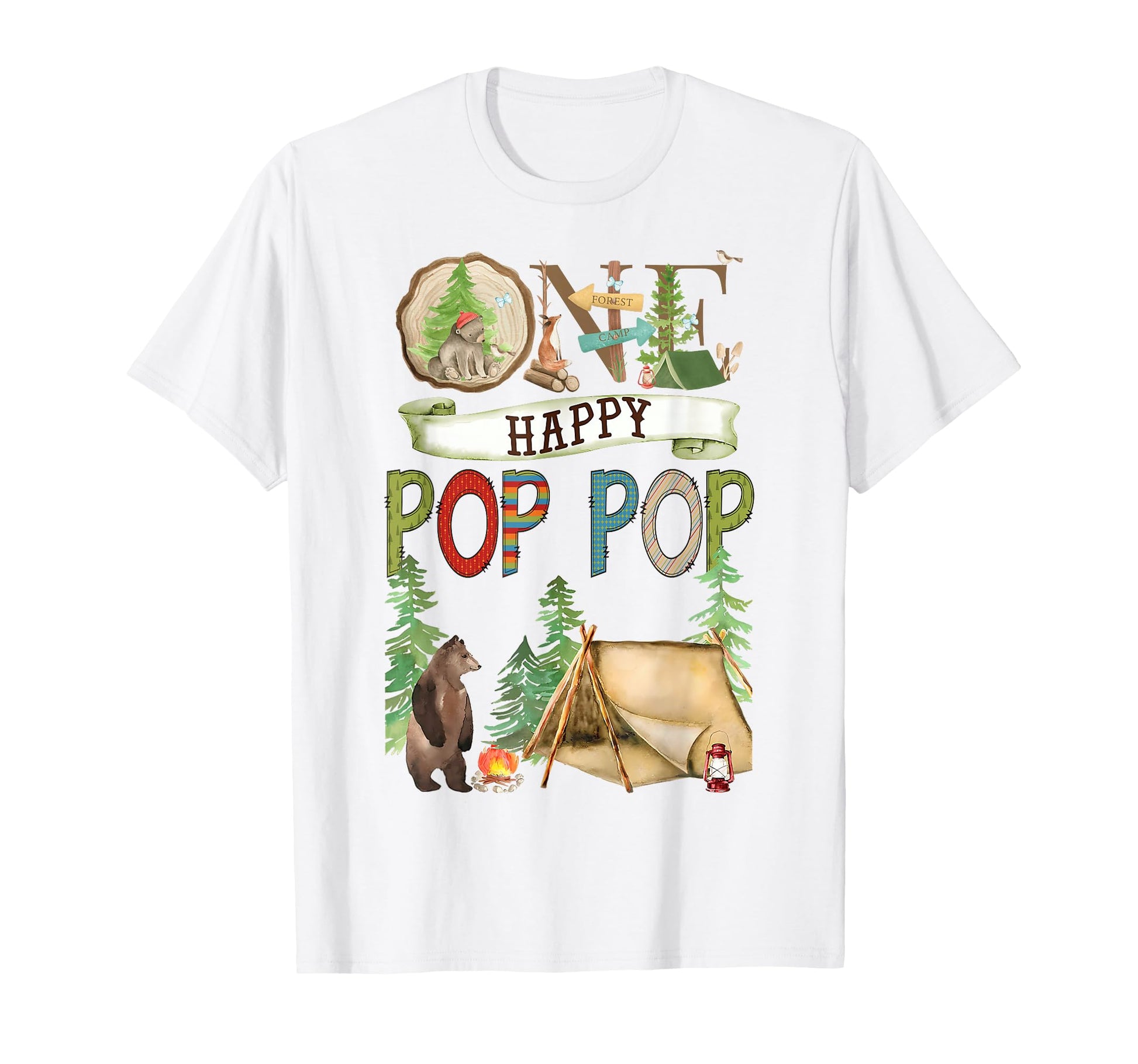 One Happy Pop Pop Camper First Birthday T-Shirt - Trendy Graphic Unisex - T-Shirt, Sweatshirt, Hoodie