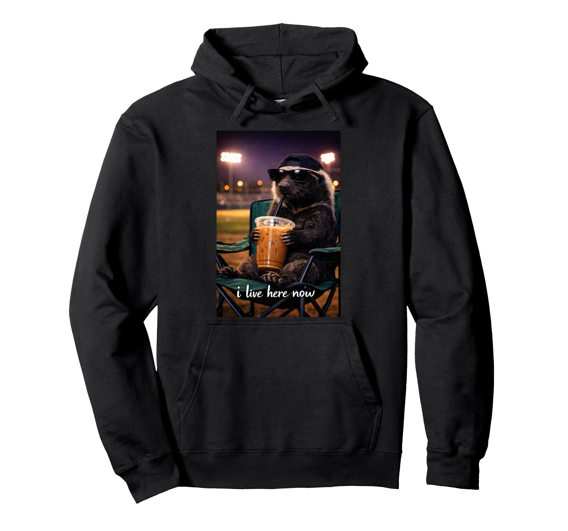 Funny Honey Badger Ballfield Baseball Hoodie - Fun Novelty Design Unisex - T-Shirt, Sweatshirt, Hoodie