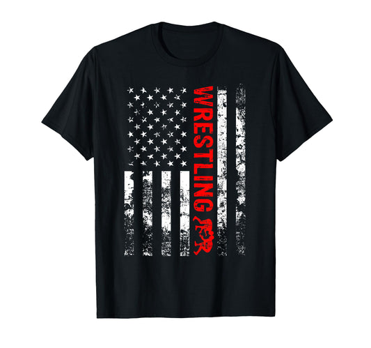 American Wrestling Us Flag T-Shirt - Casual Everyday Wear for Adults - T-Shirt, Sweatshirt, Hoodie