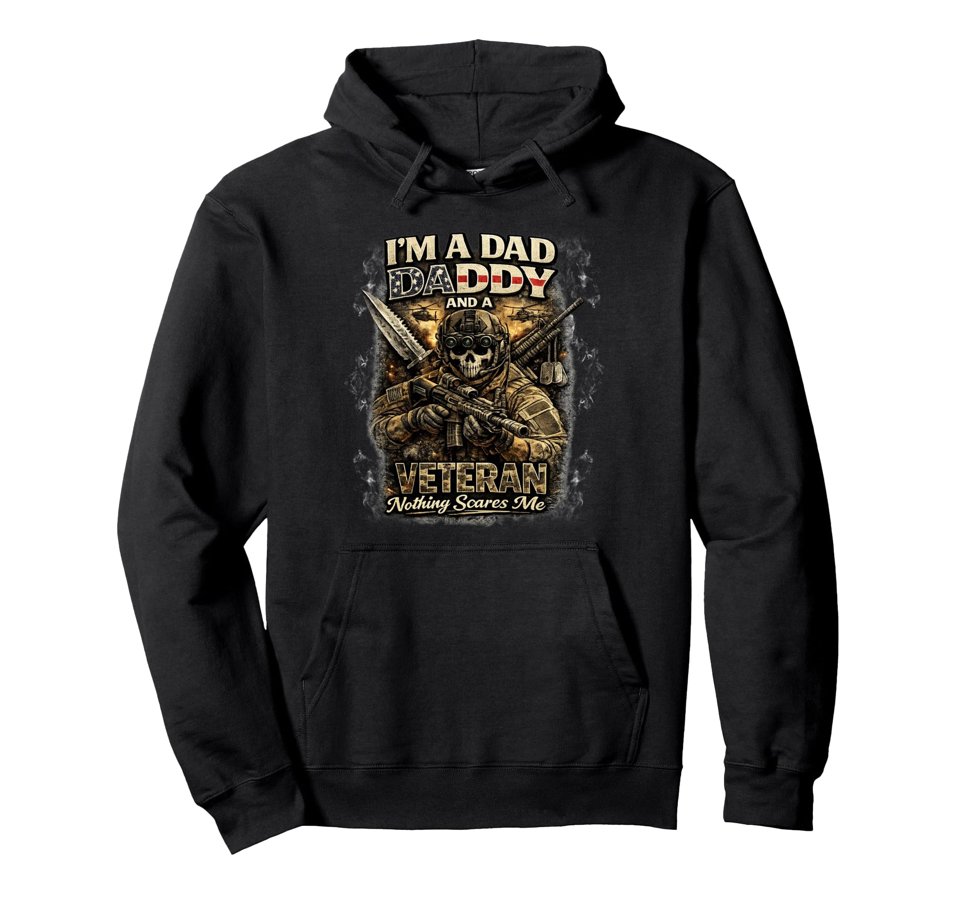 Im Dad Daddy And Veteran Us Flag Hoodie - Novelty Apparel for Adults - T-Shirt, Sweatshirt, Hoodie