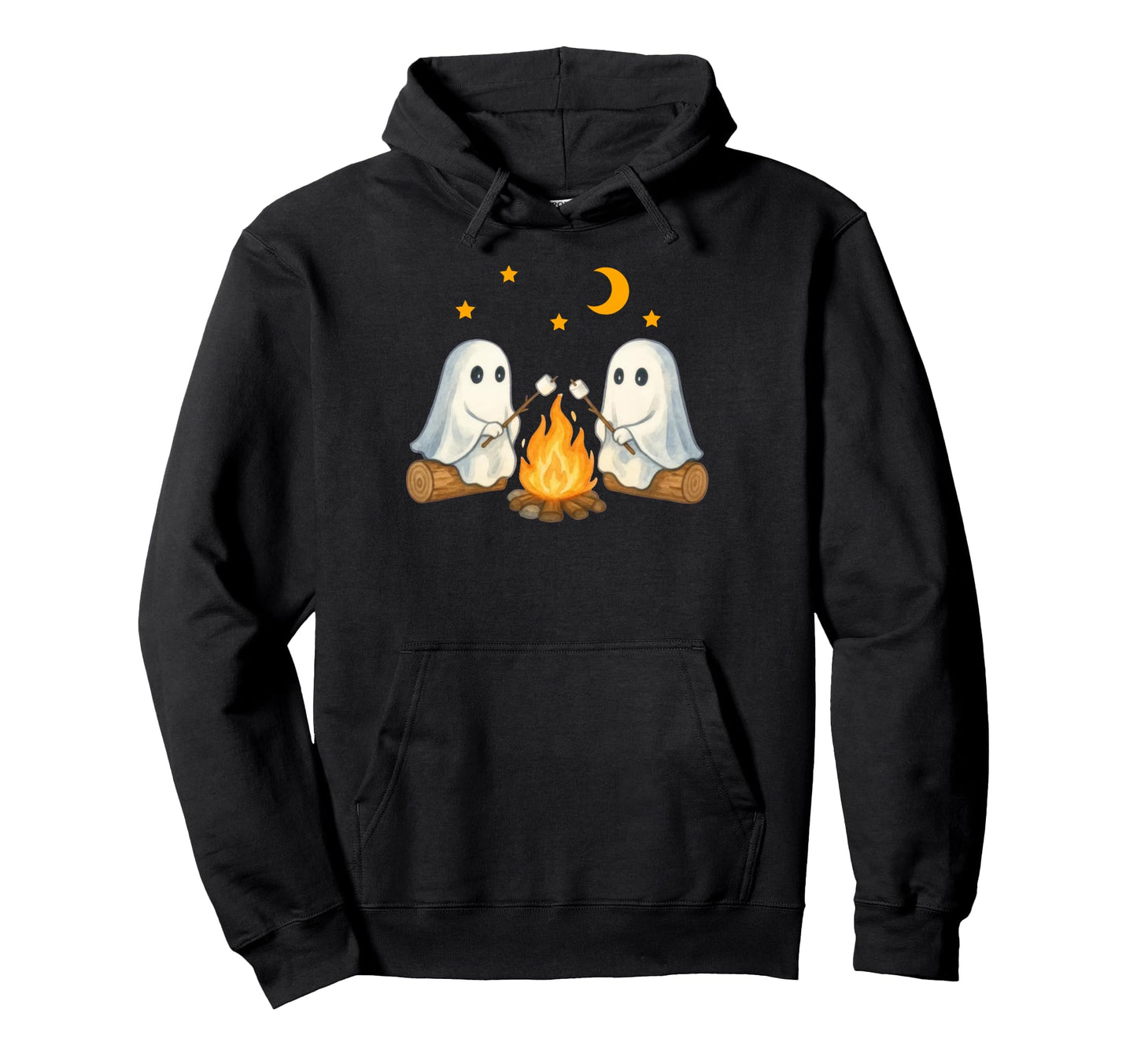 Ghost Camping Gothic Halloween Campfire Hoodie - Trendy Graphic Unisex - T-Shirt, Sweatshirt, Hoodie