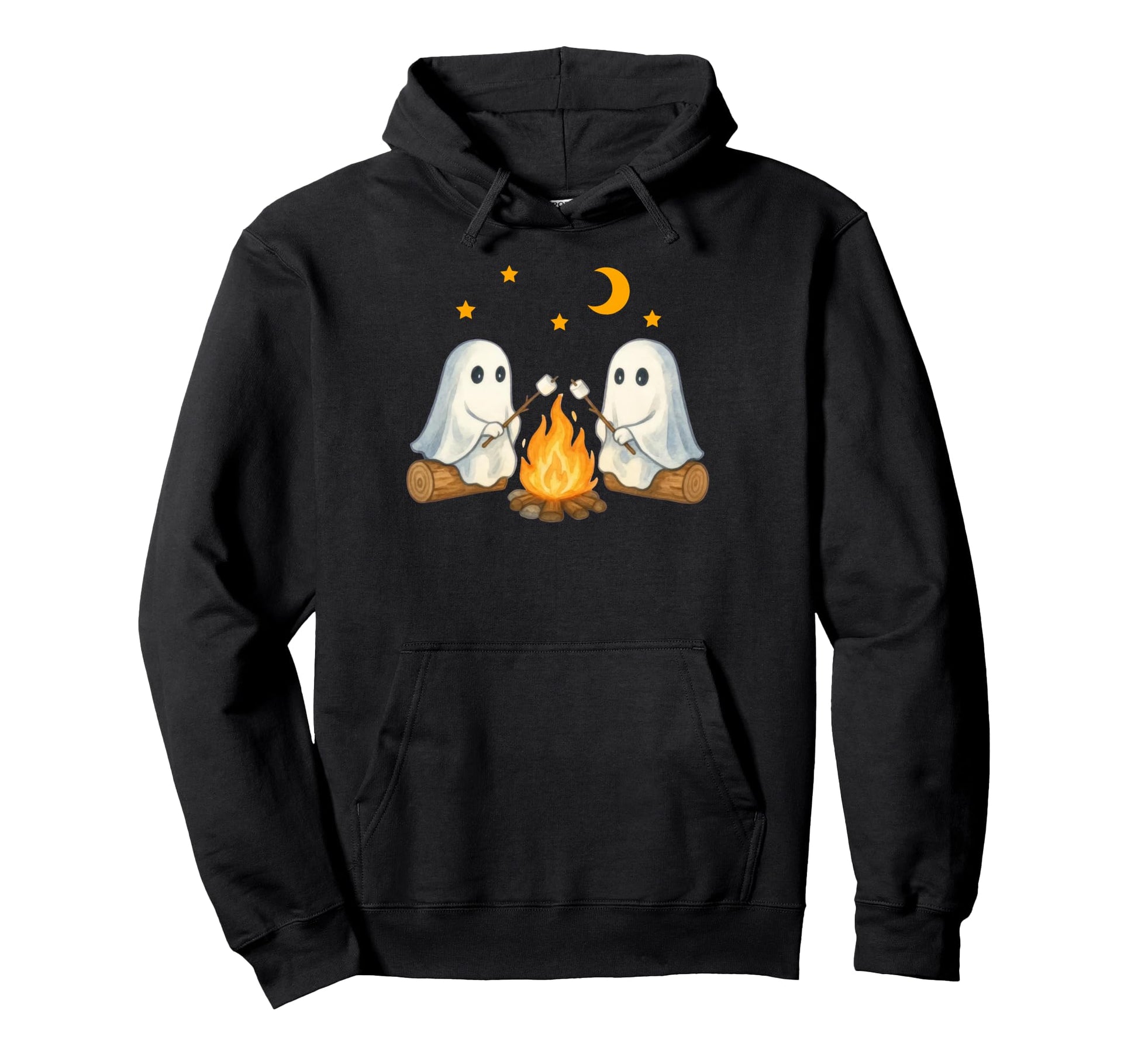 Ghost Camping Gothic Halloween Campfire Hoodie - Trendy Graphic Unisex - T-Shirt, Sweatshirt, Hoodie
