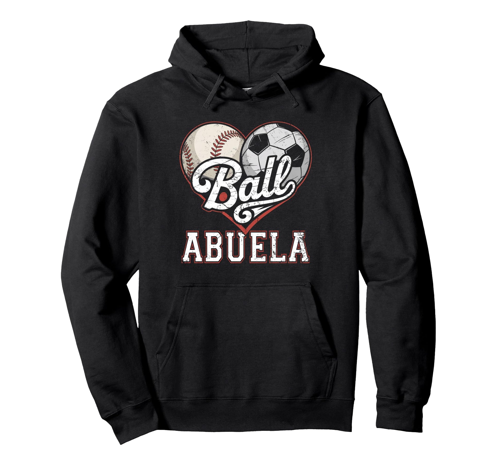 Ball Abuela Baseball Soccer Heart Mom Hoodie - Minimalist Print for Adults - T-Shirt, Sweatshirt, Hoodie