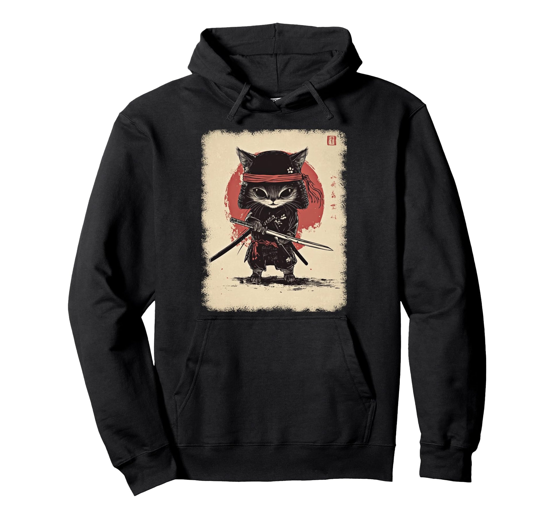Japanese Samurai Kitten Kawaii Ninja Cat Hoodie - Streetwear Style Unisex - T-Shirt, Sweatshirt, Hoodie