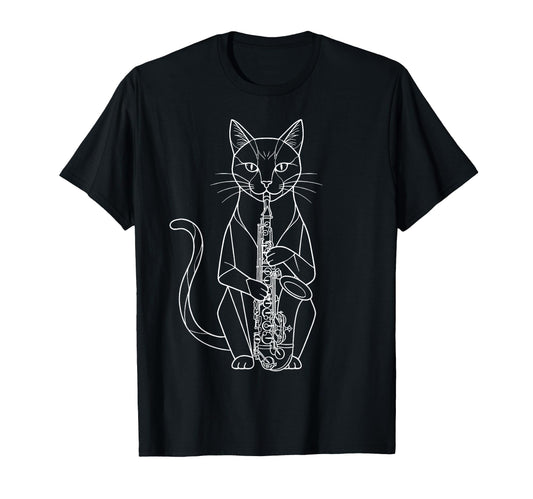 Cat Playing Saxophone Music Saxophonist T-Shirt - Streetwear Style Unisex - T-Shirt, Sweatshirt, Hoodie