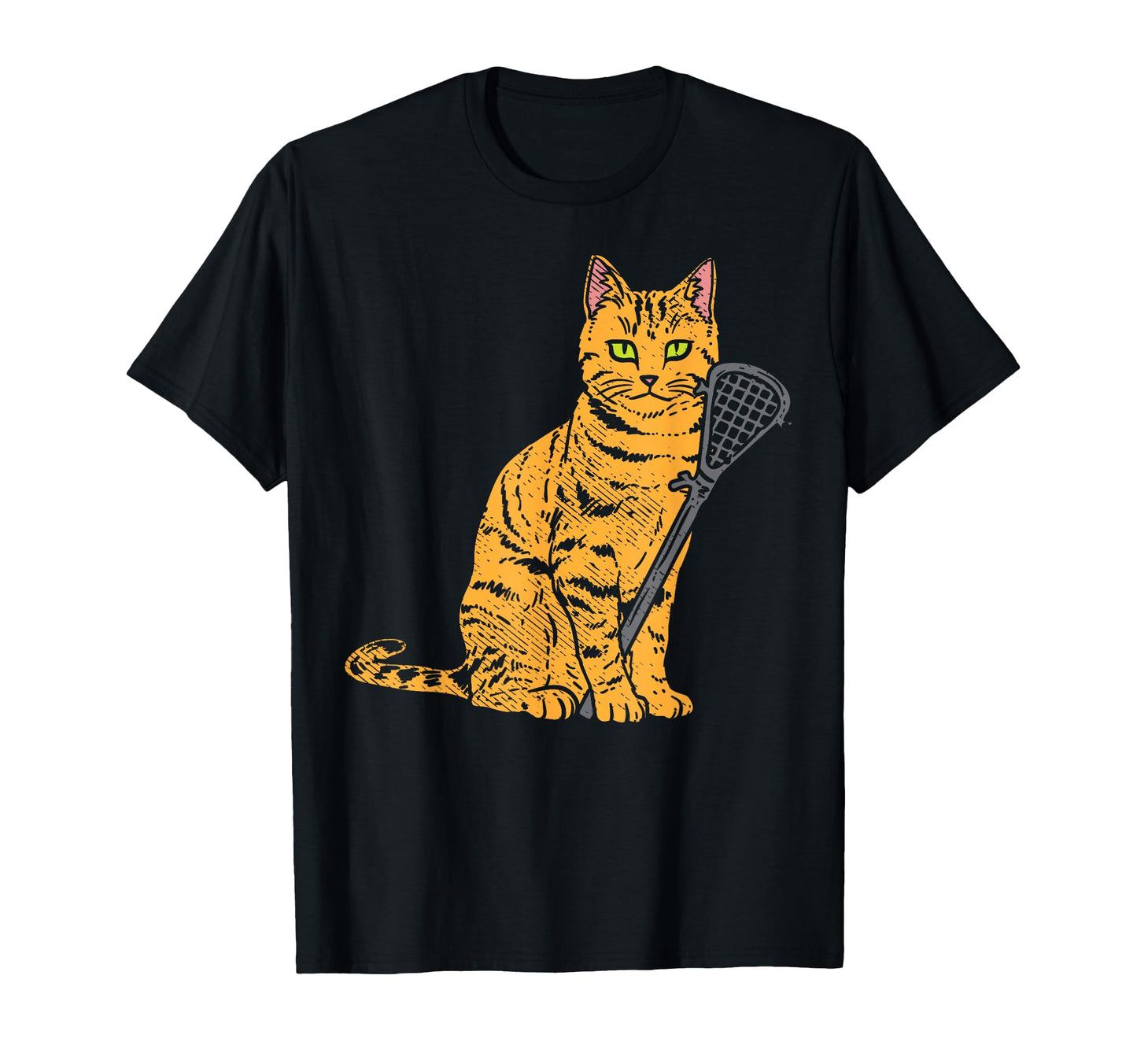 Cat Lacrosse Stick Animal Pet Lax T-Shirt - Minimalist Print Men Women - T-Shirt, Sweatshirt, Hoodie