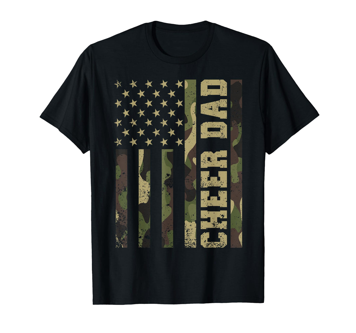 Camo American Us Flag Cheer Dad T-Shirt - Trendy Graphic for Adults - T-Shirt, Sweatshirt, Hoodie