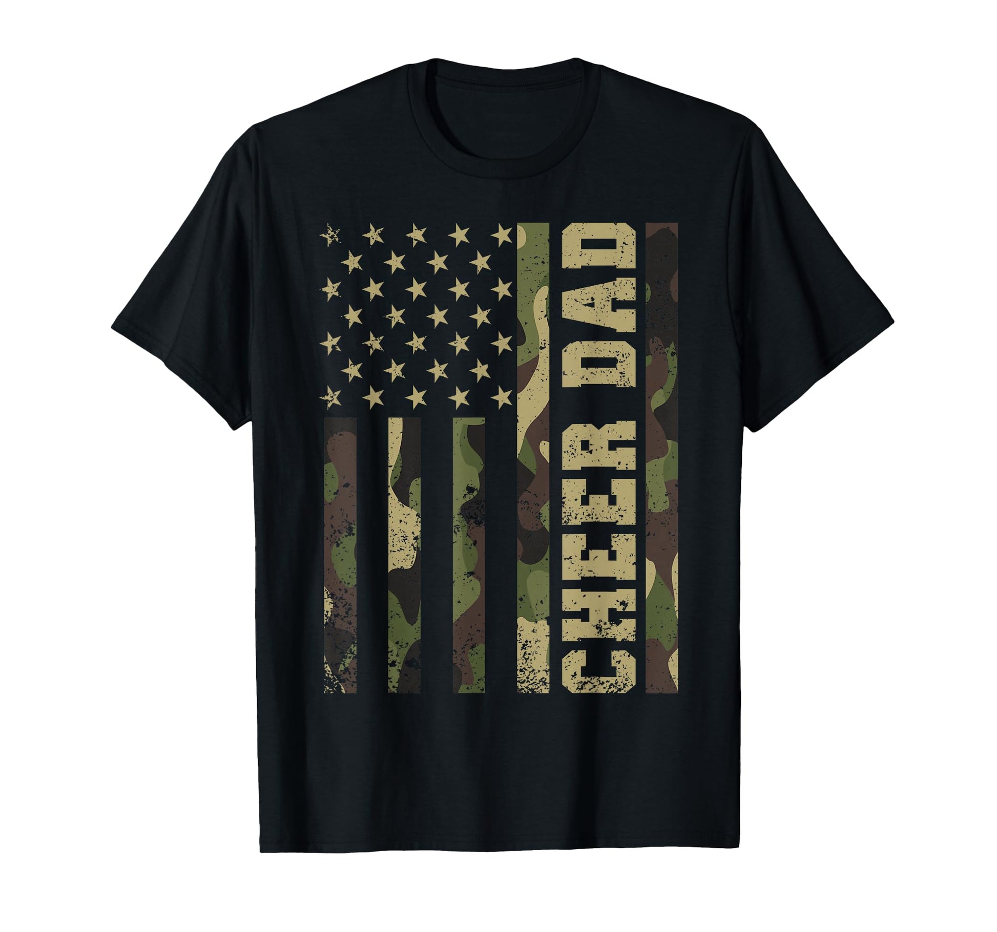Camo American Us Flag Cheer Dad T-Shirt - Trendy Graphic for Adults - T-Shirt, Sweatshirt, Hoodie