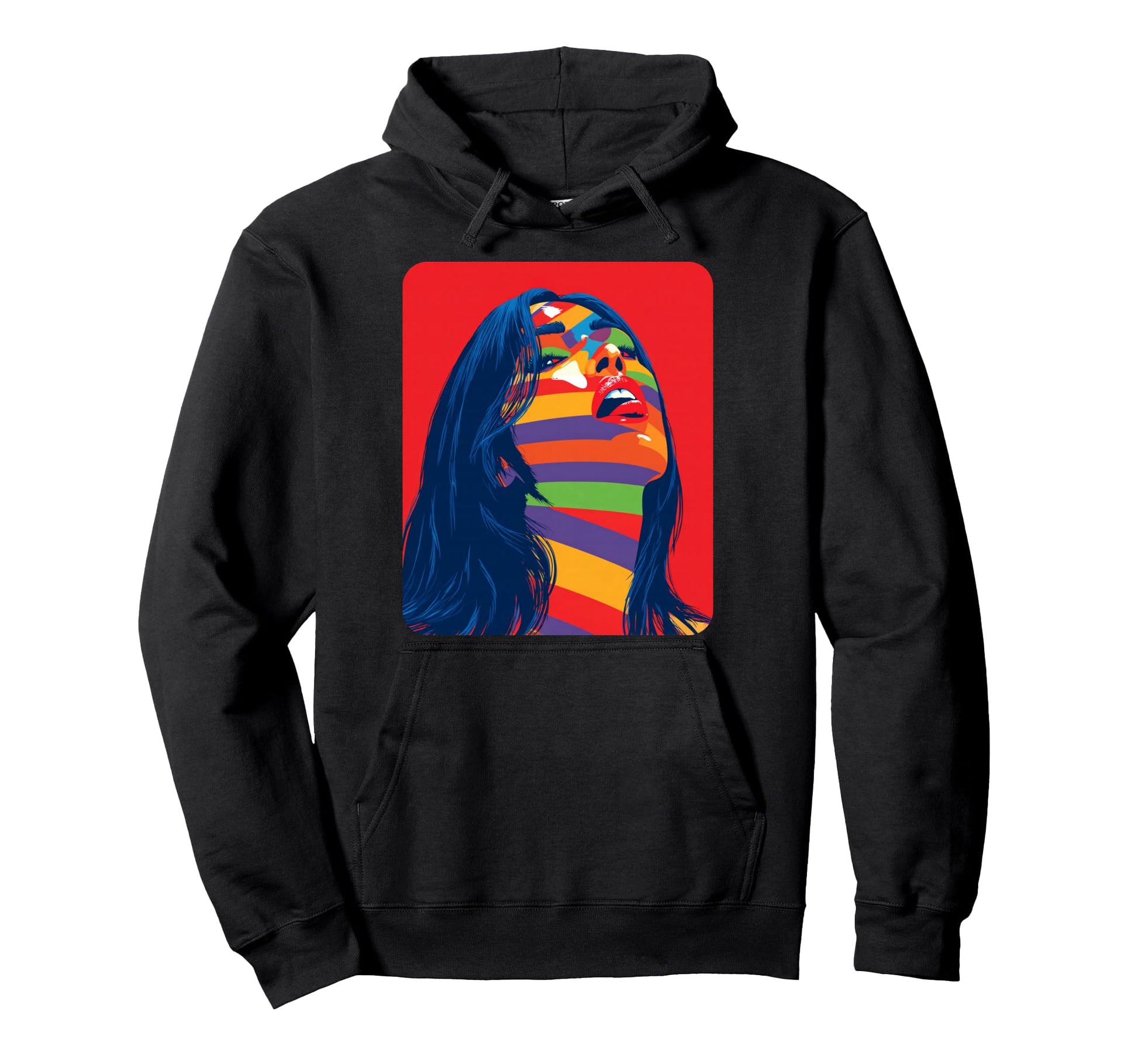 Pop Art Colorful Red Womens Hoodie - Trendy Graphic for Adults - T-Shirt, Sweatshirt, Hoodie