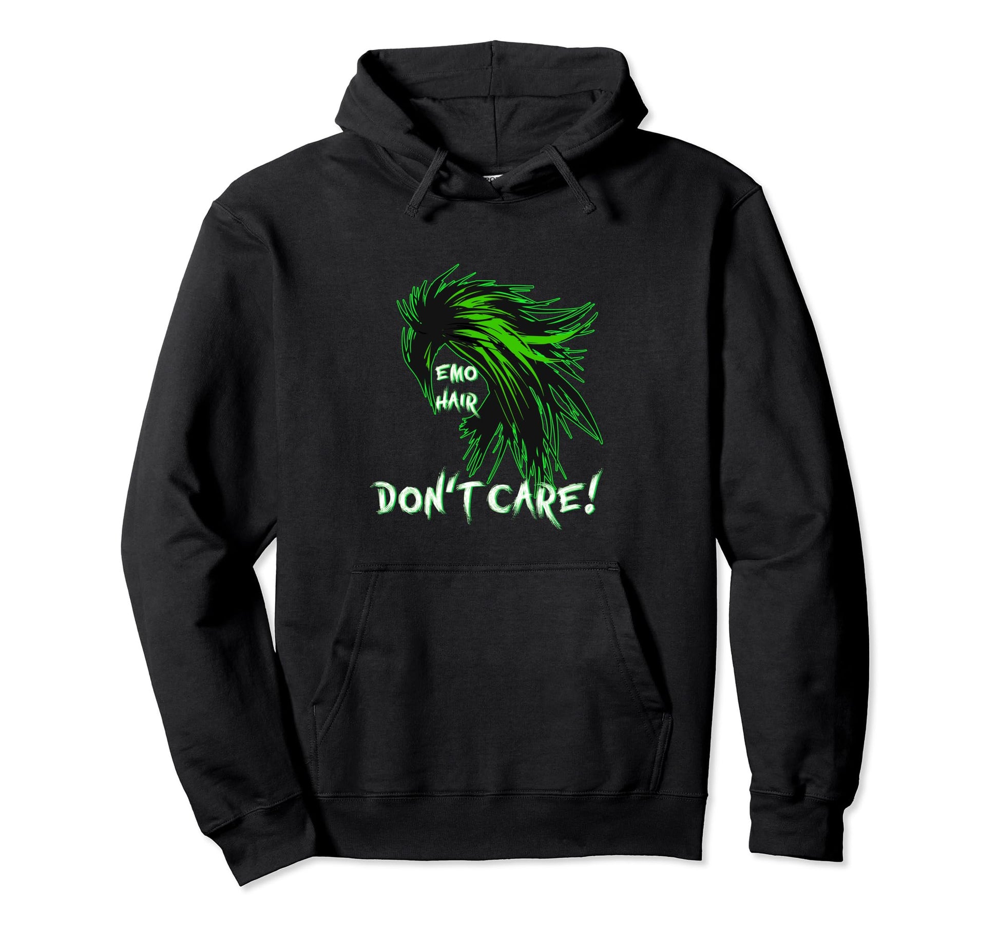 1990S 2000S Pop Emo Hair Dont Care Lime Hoodie - Trendy Graphic Men Women - T-Shirt, Sweatshirt, Hoodie
