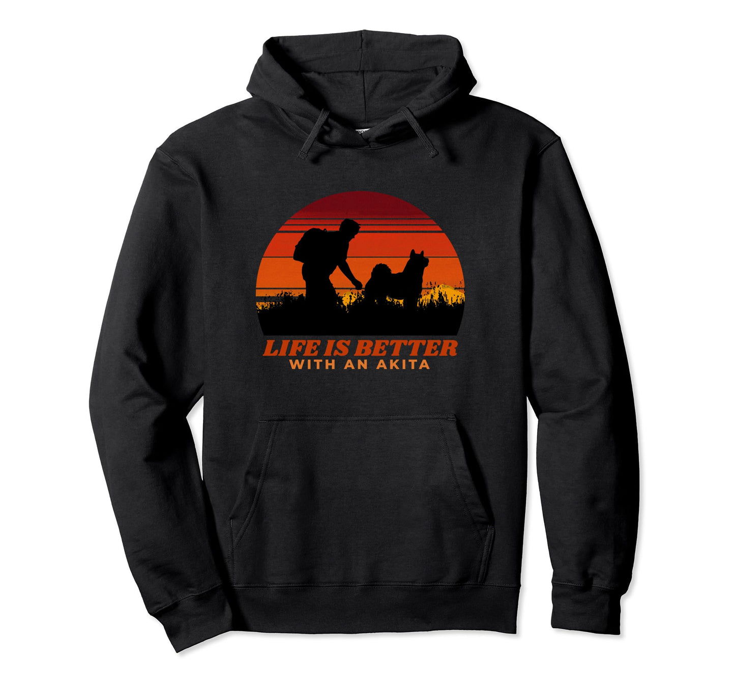 Life Is Better Akita Distressed Hoodie - Novelty Apparel for Adults - T-Shirt, Sweatshirt, Hoodie