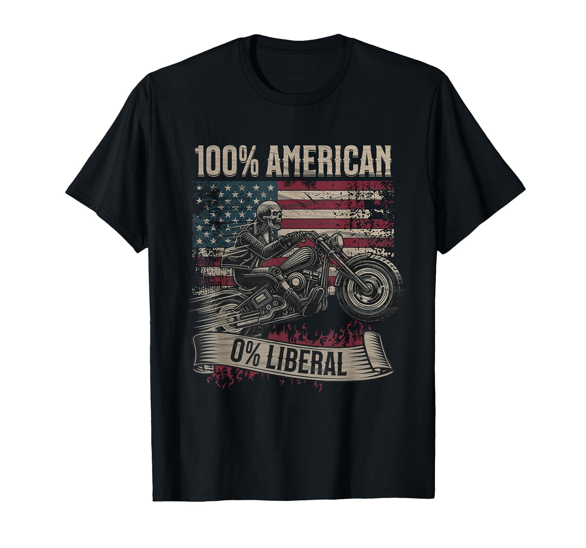 Patriotic Motorcycle Skull Rider Old T-Shirt - Minimalist Print Unisex - T-Shirt, Sweatshirt, Hoodie