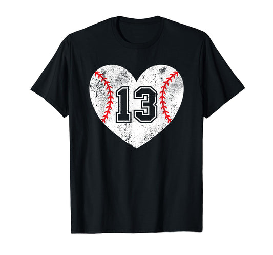 Baseball Heart Player 13 Baseball Mom T-Shirt - Streetwear Style Unisex - T-Shirt, Sweatshirt, Hoodie