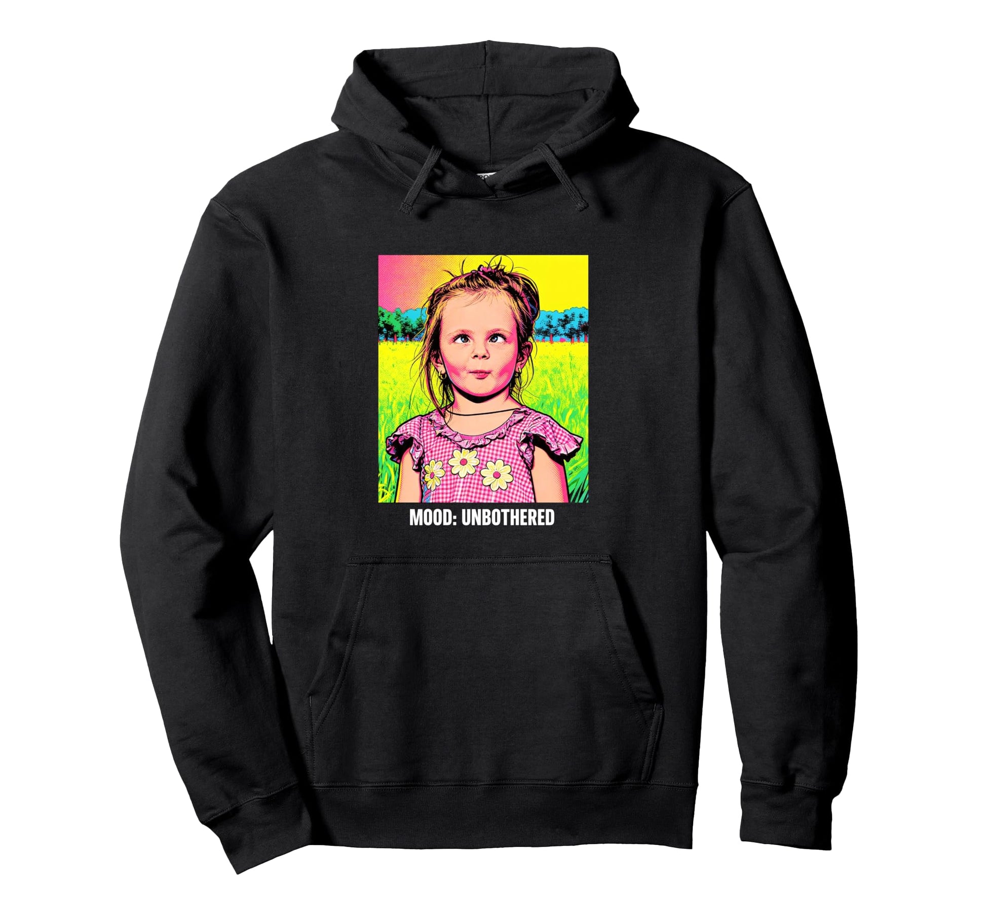 Pop Art Comic Portrait Mood Unbothered Hoodie - Novelty Apparel Unisex - T-Shirt, Sweatshirt, Hoodie