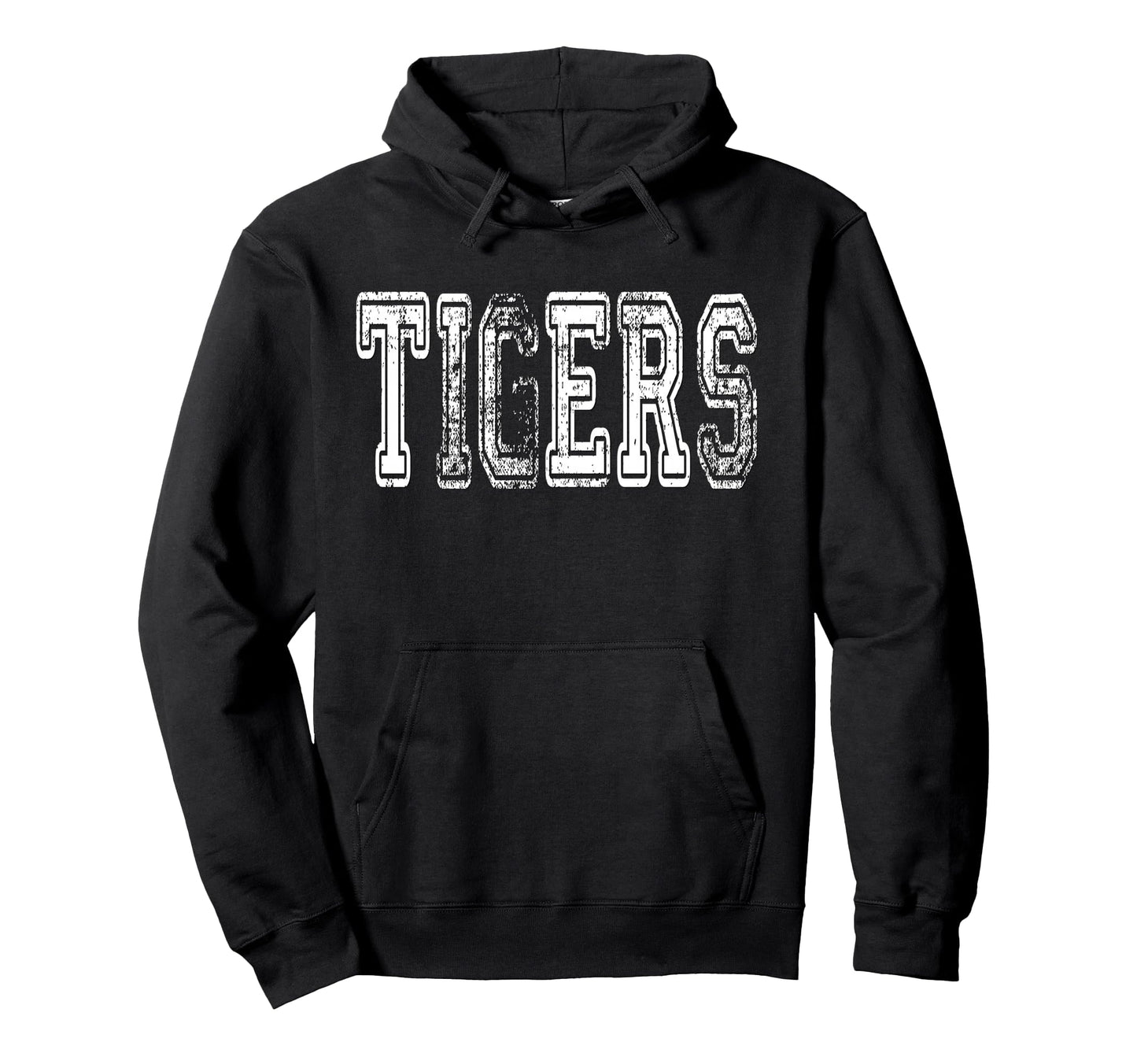 Tigers Mascot Distressed School Sports Name Hoodie - Unique Graphic Unisex - T-Shirt, Sweatshirt, Hoodie