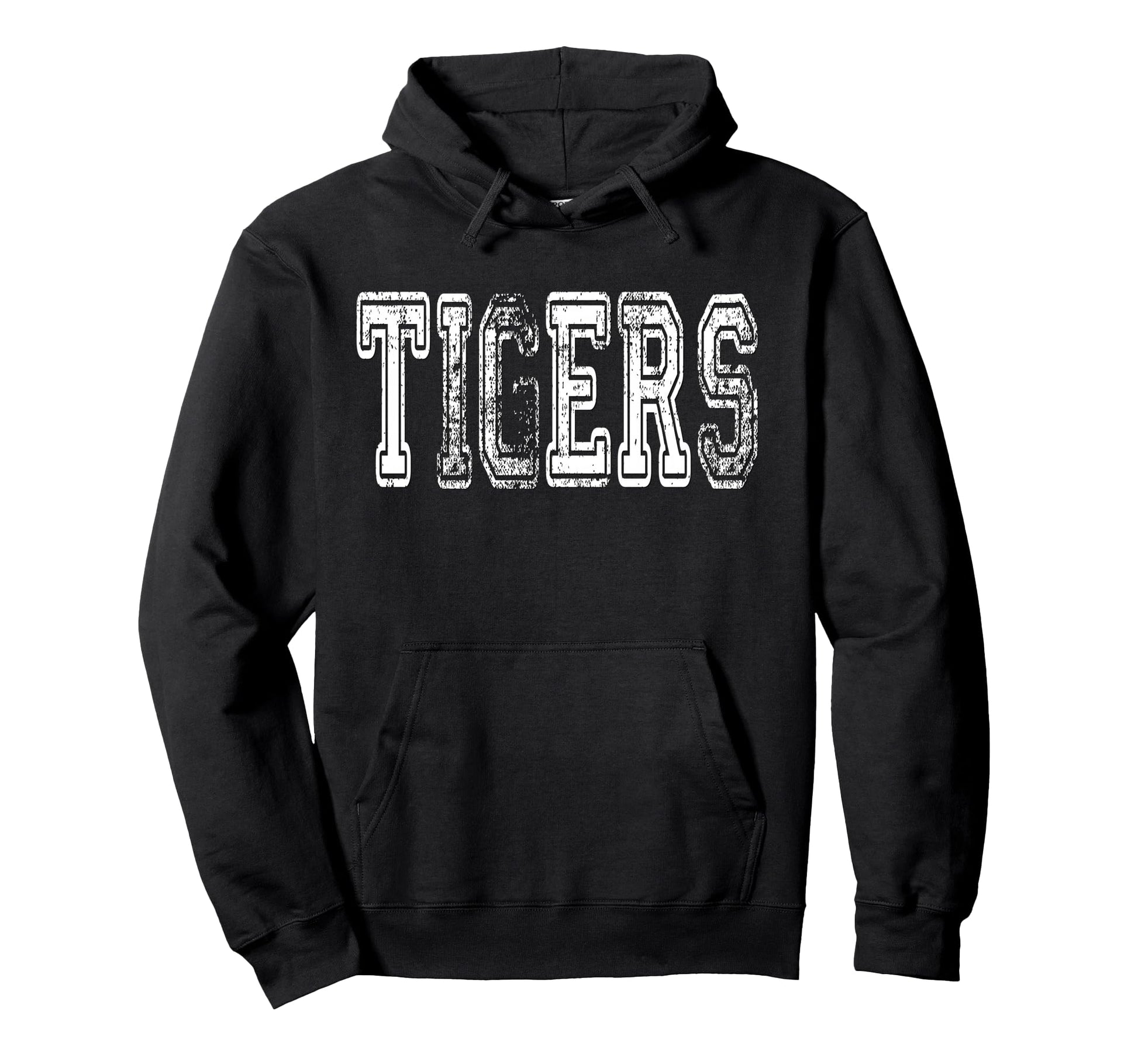 Tigers Mascot Distressed School Sports Name Hoodie - Unique Graphic Unisex - T-Shirt, Sweatshirt, Hoodie