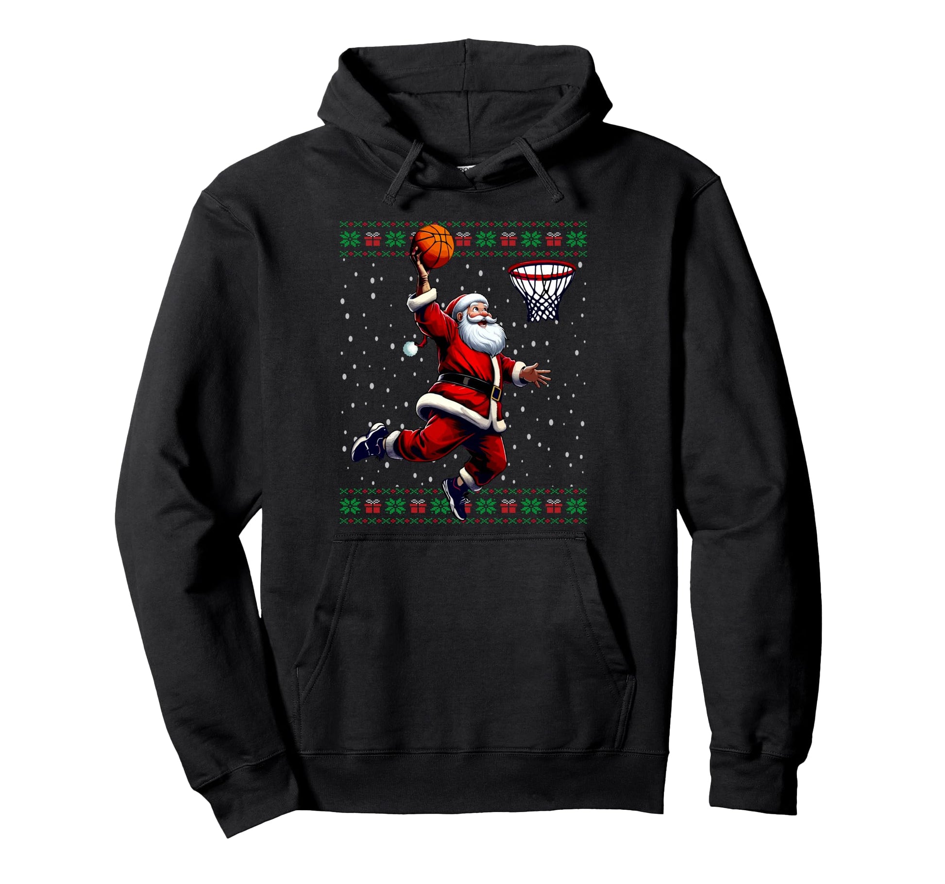 Santa Basketball Ugly Hoodie - Unique Graphic Men Women - T-Shirt, Sweatshirt, Hoodie