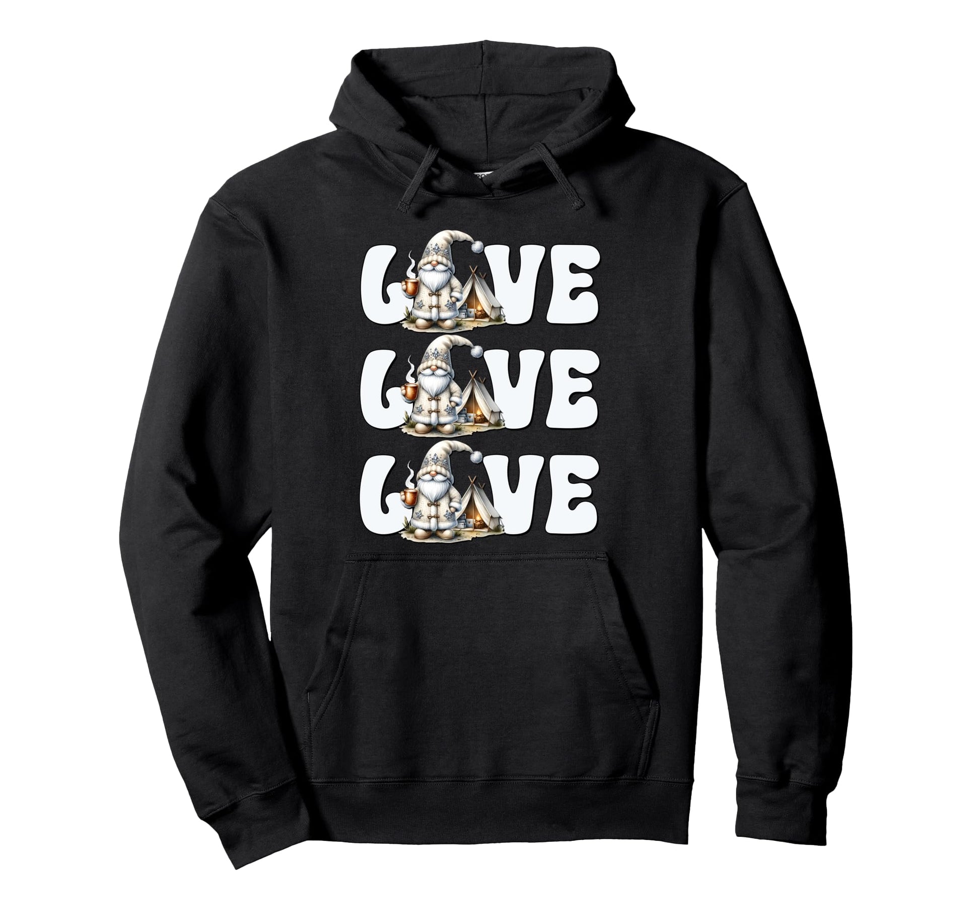 Love Coffee And Camping Dad Gnome Hoodie - Aesthetic Graphic Men Women - T-Shirt, Sweatshirt, Hoodie