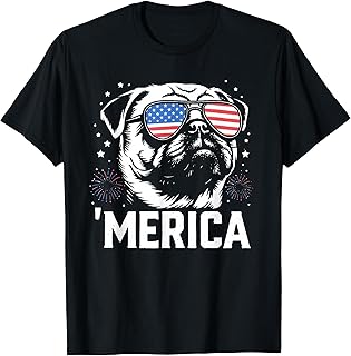 Merica Pug 4th of July T-Shirt Unisex T-shirt, Sweatshirt, Hoodie, Long Sleeve Tee - T-Shirt, Sweatshirt, Hoodie