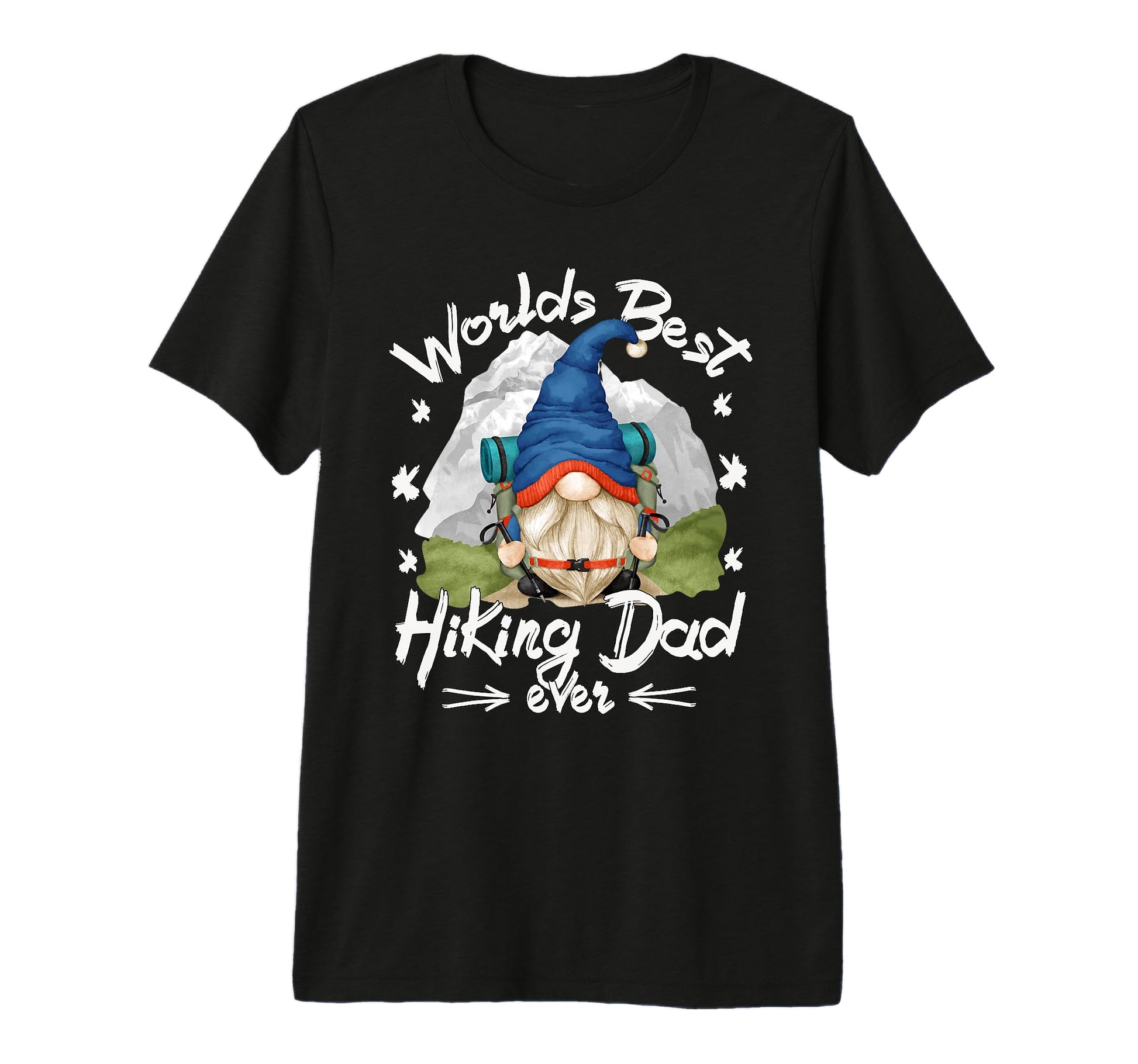Mens Worlds Best Hiking Dad Ever T-Shirt - Custom Art Print for Adults - T-Shirt, Sweatshirt, Hoodie