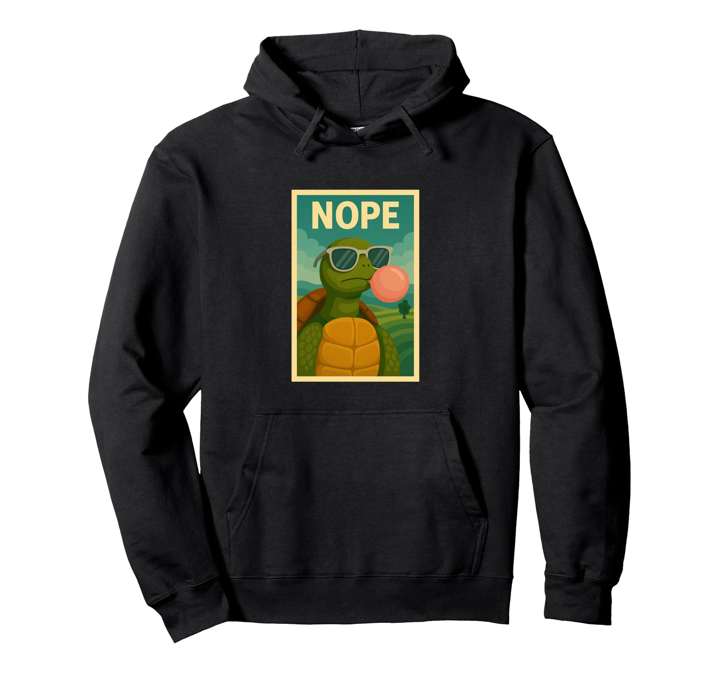Turtle Nope Chewing Gum Bubble Pop Art Hoodie - Trendy Graphic Unisex - T-Shirt, Sweatshirt, Hoodie
