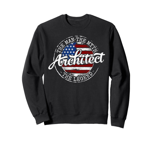 Architect Myth Legend Usa Flag Sweatshirt - Custom Art Print Men Women - T-Shirt, Sweatshirt, Hoodie