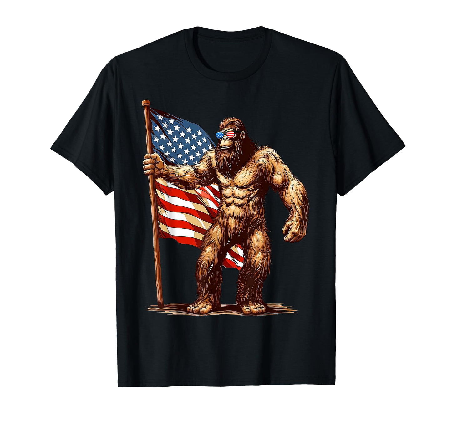 American Flag Bigfoot Sunglasses T-Shirt - Minimalist Print for Adults - T-Shirt, Sweatshirt, Hoodie
