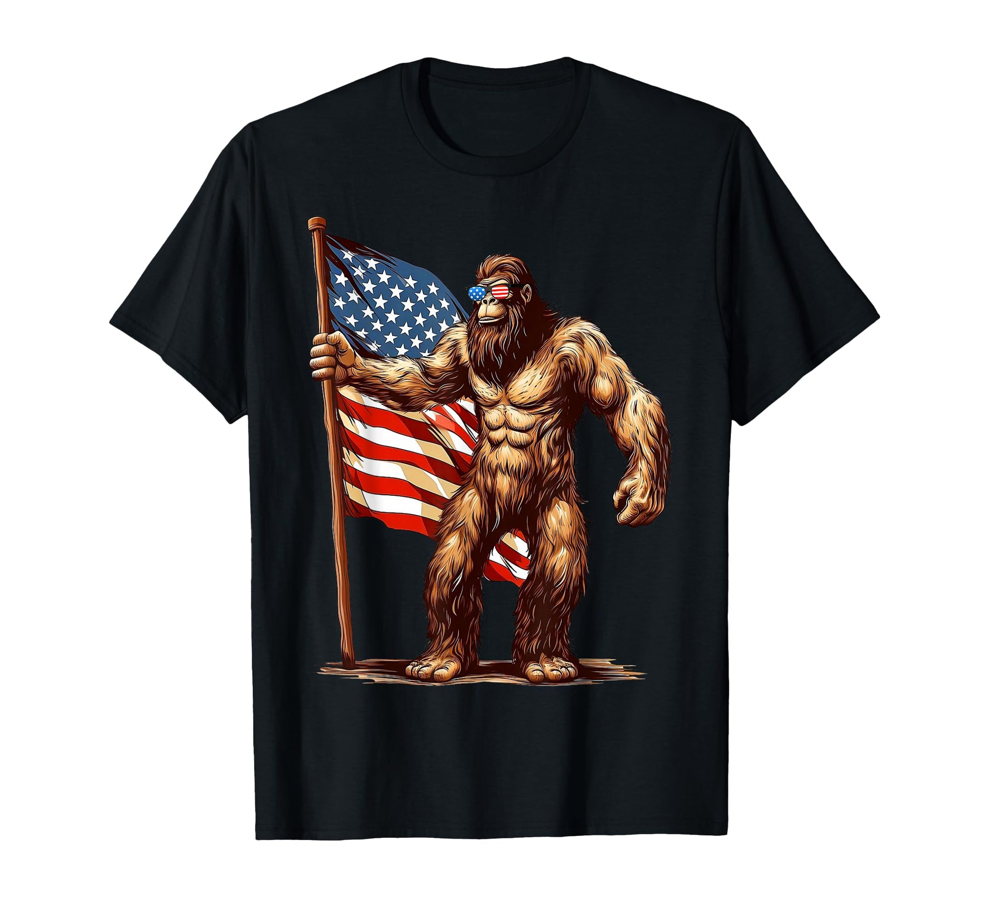 American Flag Bigfoot Sunglasses T-Shirt - Minimalist Print for Adults - T-Shirt, Sweatshirt, Hoodie
