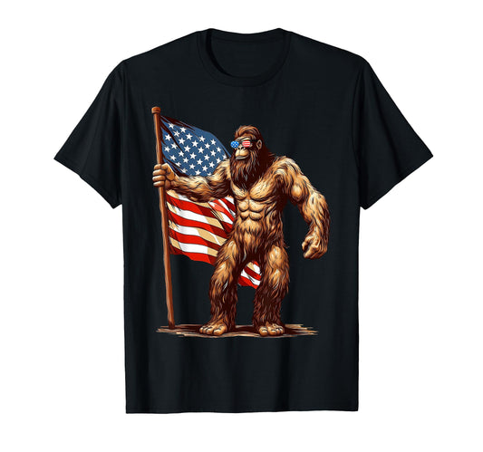 American Flag Bigfoot Sunglasses T-Shirt - Minimalist Print for Adults - T-Shirt, Sweatshirt, Hoodie