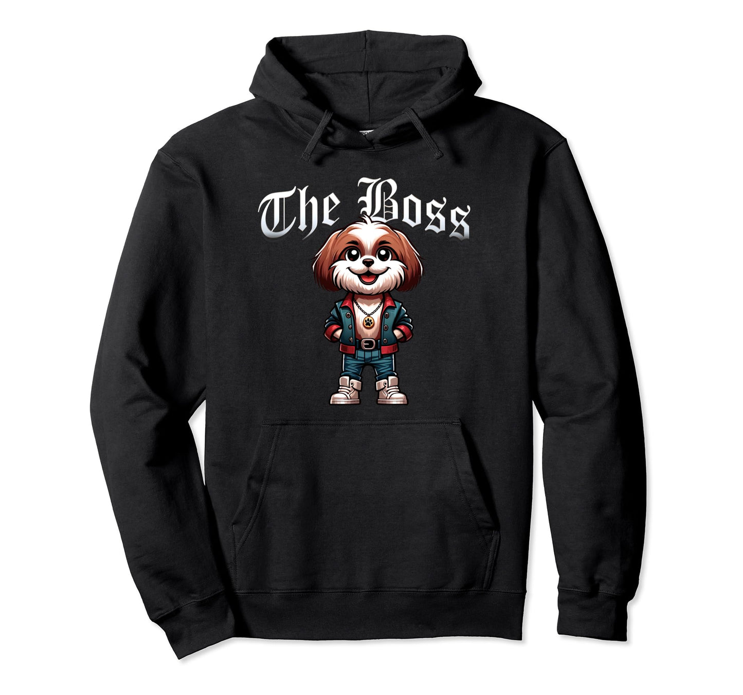 Shih Tzu Dog Boss Jacket Outfit Dog Hoodie - Custom Art Print for Adults - T-Shirt, Sweatshirt, Hoodie