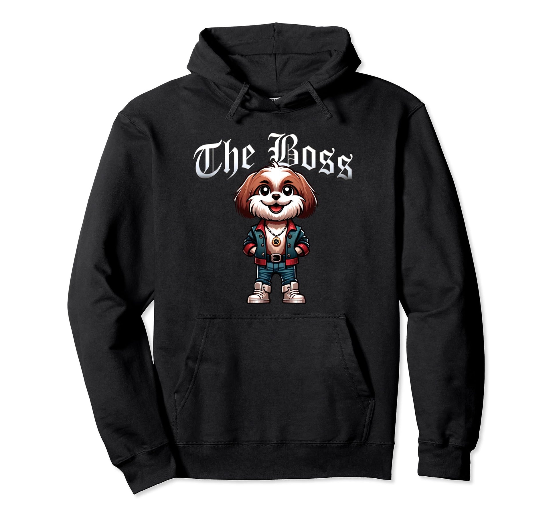 Shih Tzu Dog Boss Jacket Outfit Dog Hoodie - Custom Art Print for Adults - T-Shirt, Sweatshirt, Hoodie
